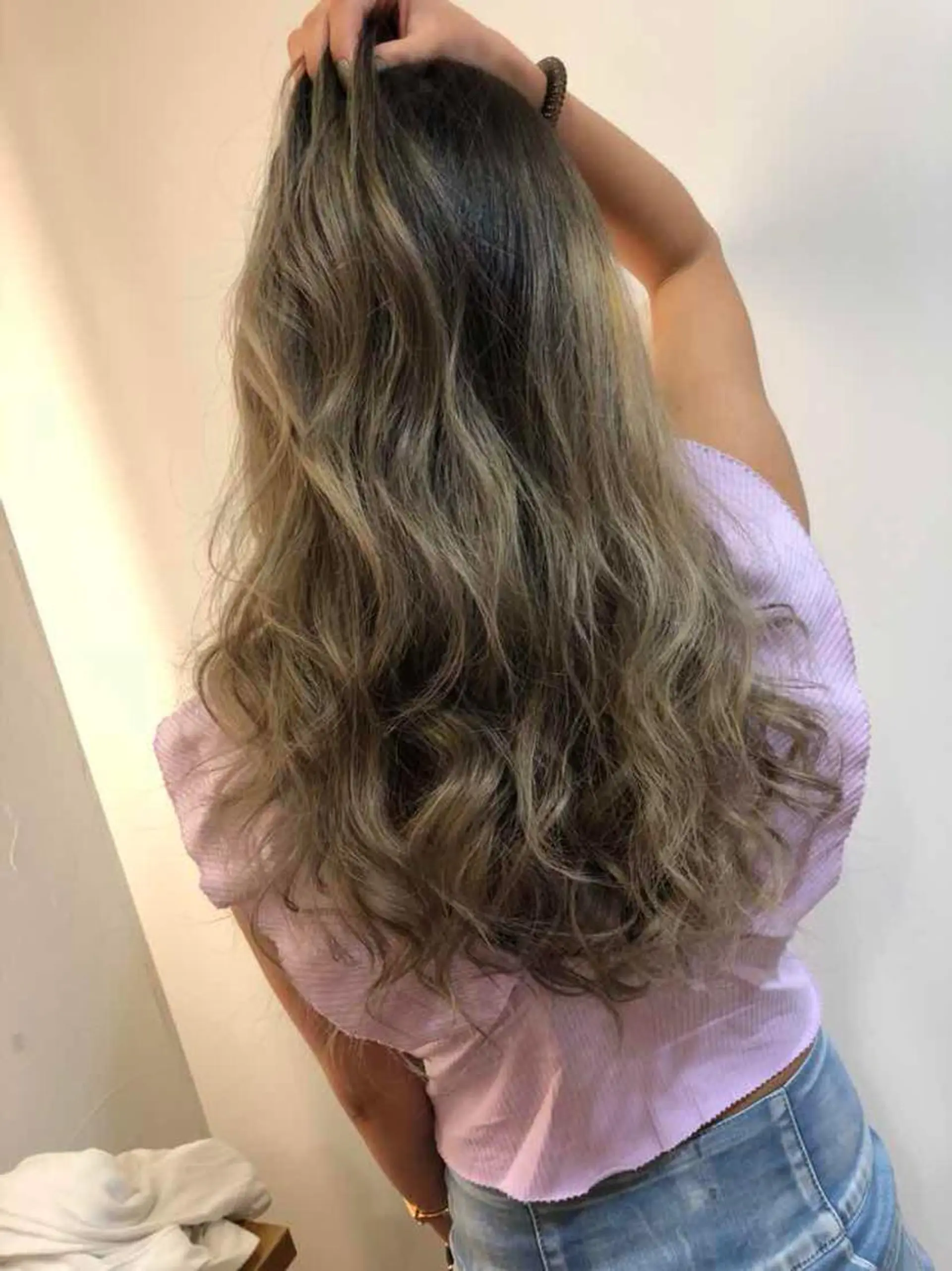 ロング カラー 切りっぱなしボブ アッシュ アッシュグレー バレイヤージュ グラデーションカラー ✨髪質改善✨完全個室 三橋正隆のヘアスタイル