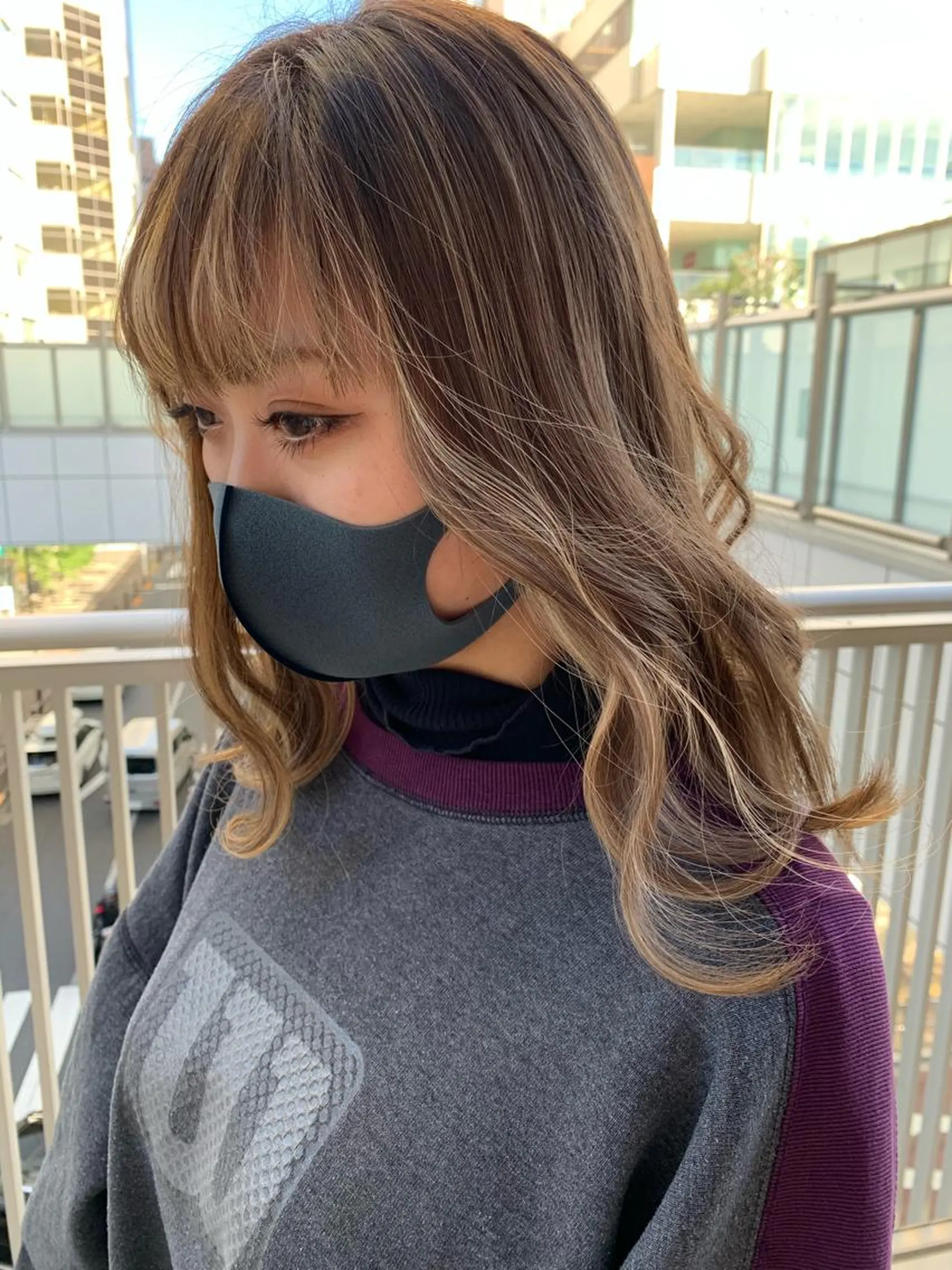 セミロング カラー ミストバング フェイスフレーミング 坂井翔 kiju オーナースタイリストのヘアスタイル