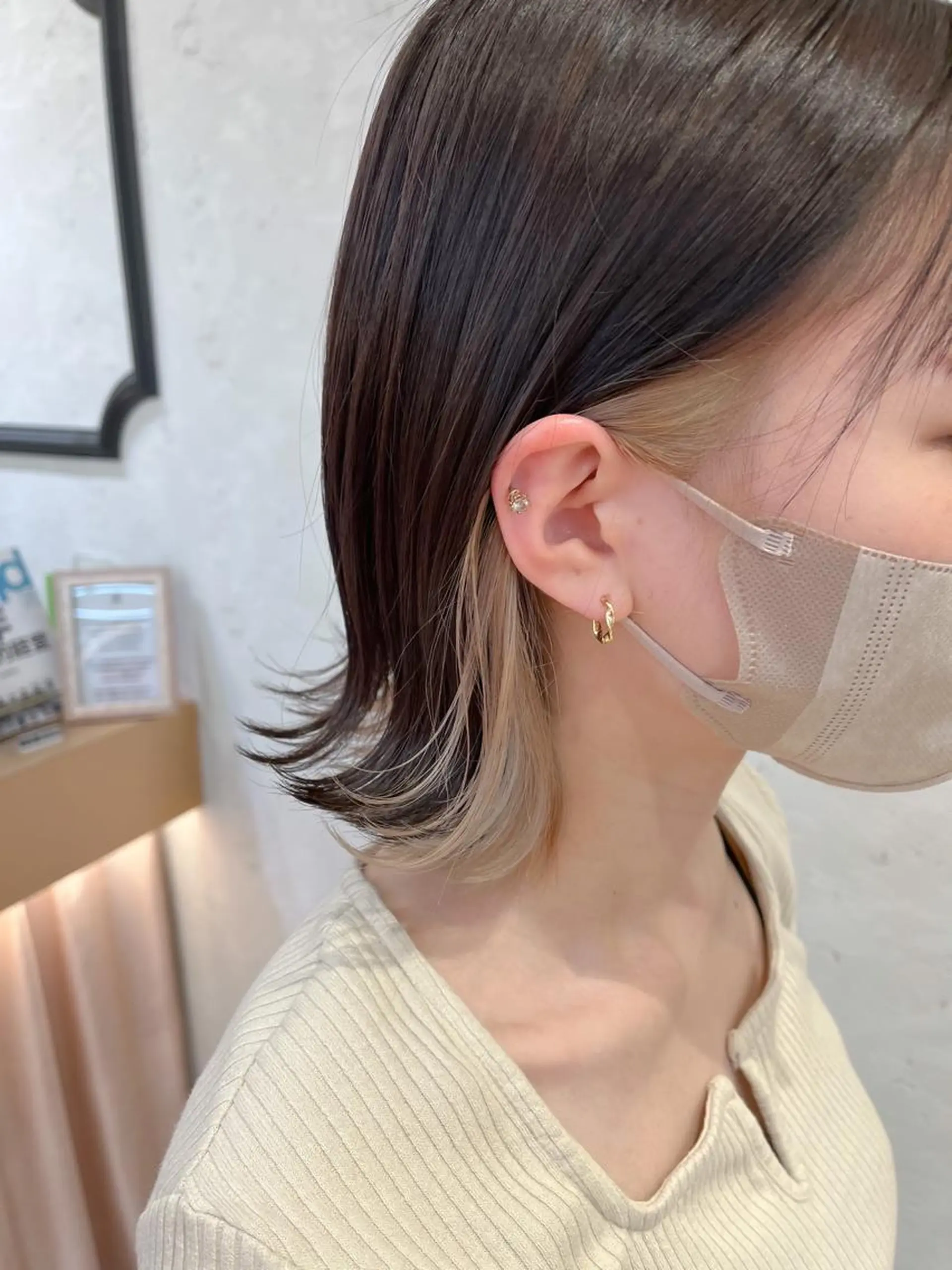 ミディアム カラー インナーカラー カット ヘアカラー 透明感カラー│ レイヤーヘア中居美樹のヘアスタイル