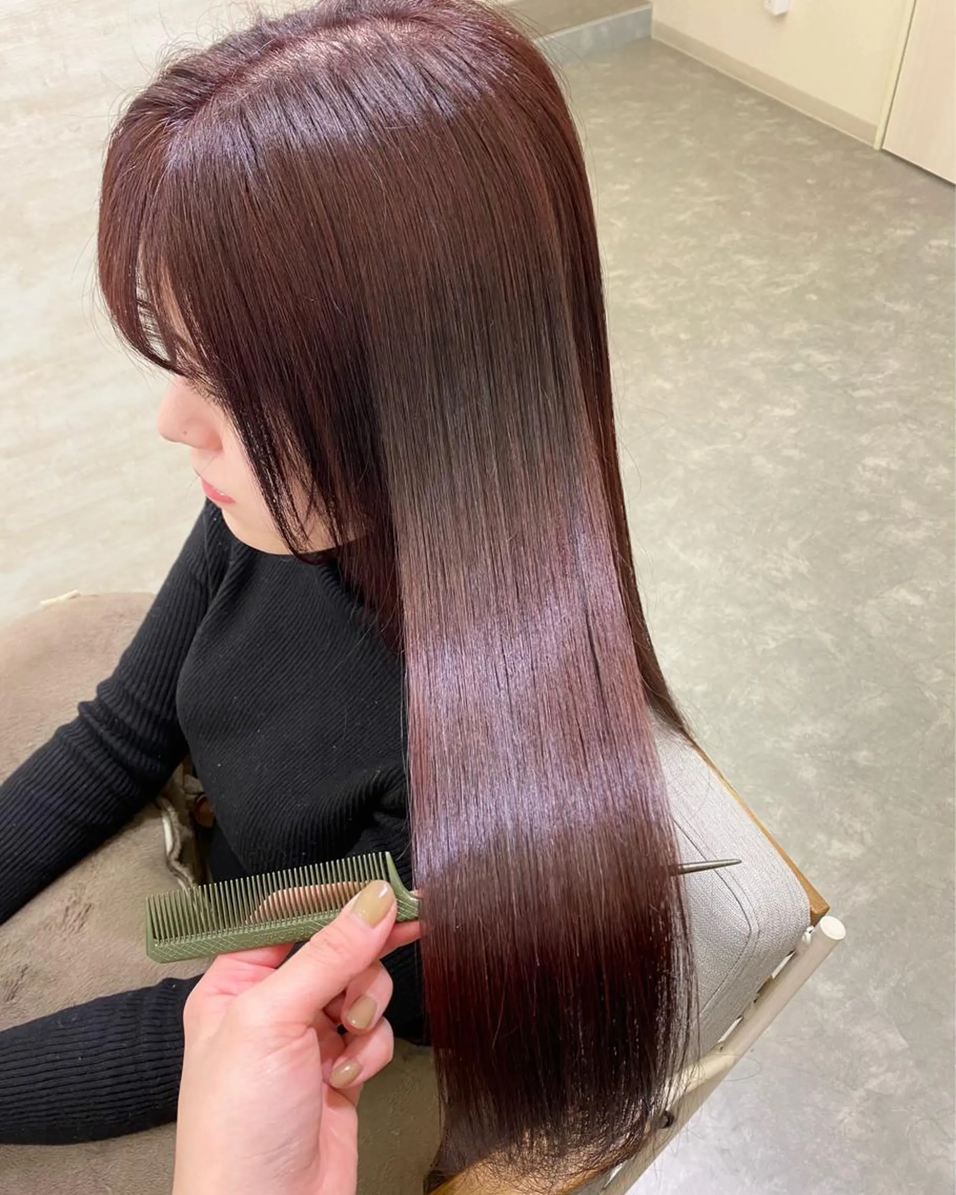 ロング ヘアカラー トリートメント 髪質改善&ヘアケア 永山若奈のヘアスタイル