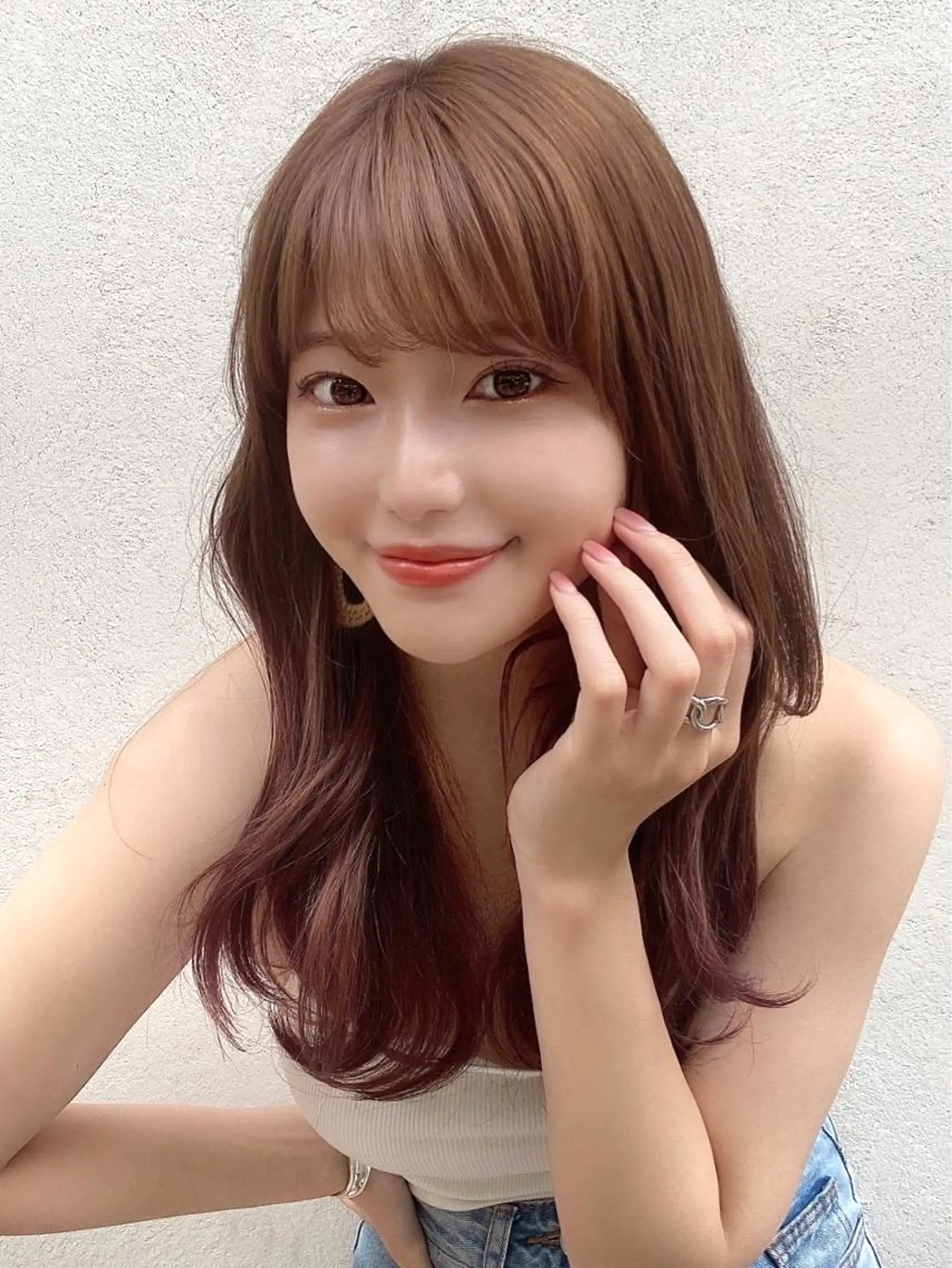 セミロング カラー ベージュカラー ブラウンカラー ブラウンベージュ くびれヘア 顔周りカット カット ヘアカラー トリートメント 顔周り/くびれヘア 韓国ヘア💕風間るなのヘアスタイル