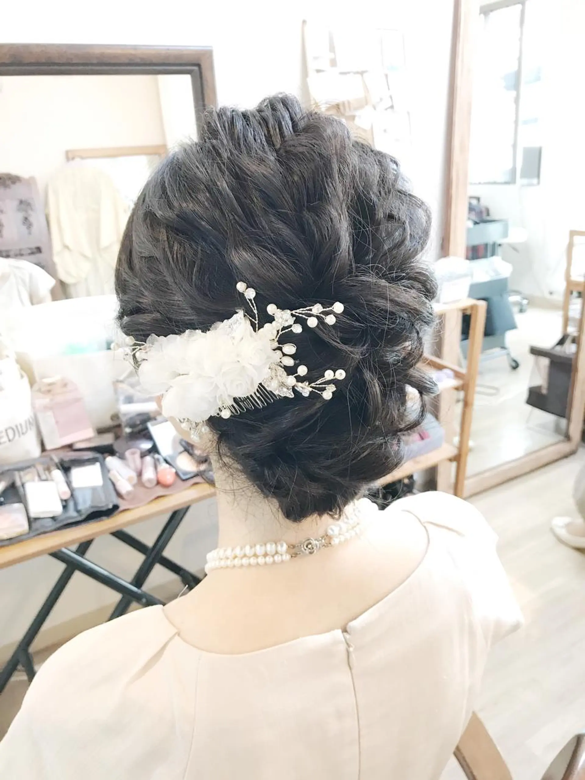 セミロング ヘアアレンジ マツエク・マツパ 結婚式・ブライダル 結婚式・ブライダル ヘアメ/着付け 清水玲歌のヘアスタイル