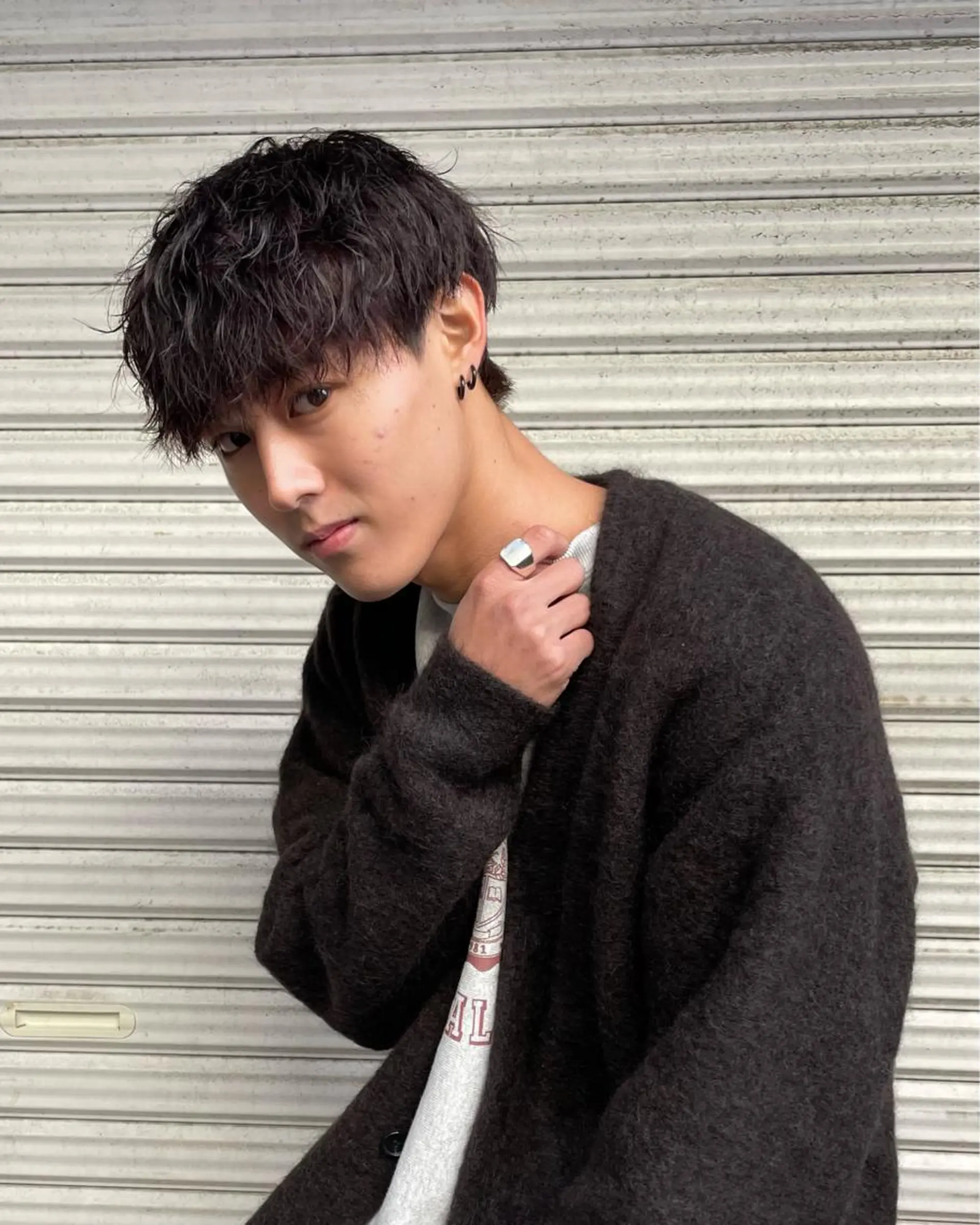 パーマ メンズ カット パーマ 栢原 達也のヘアスタイル