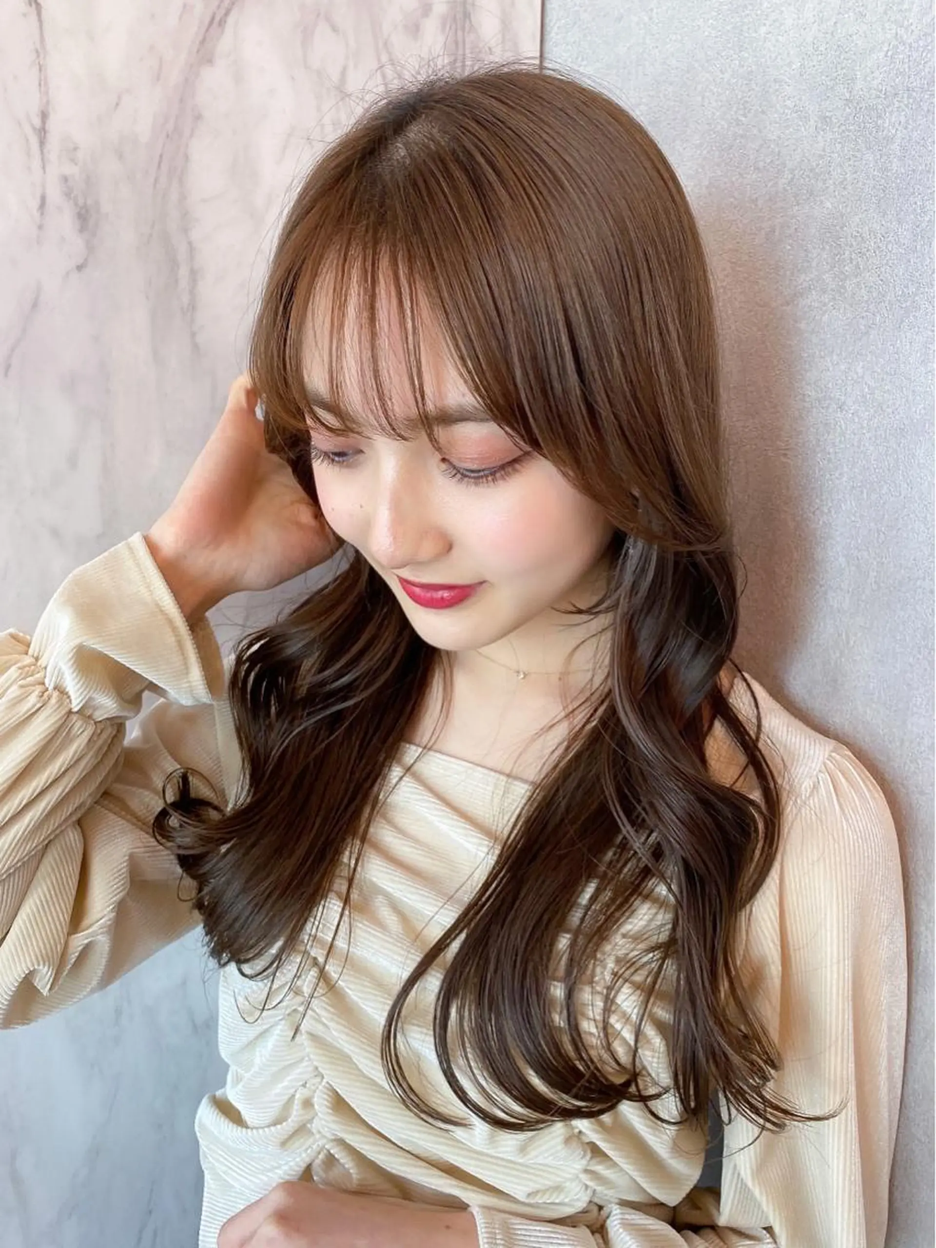 セミロング カラー シールエクステ セミロングパーマ バレイヤージュ ブリーチ ケアブリーチ カット ヘアカラー トリートメント 新宿/韓国風レイヤー 髪質改善/渋谷直樹のヘアスタイル