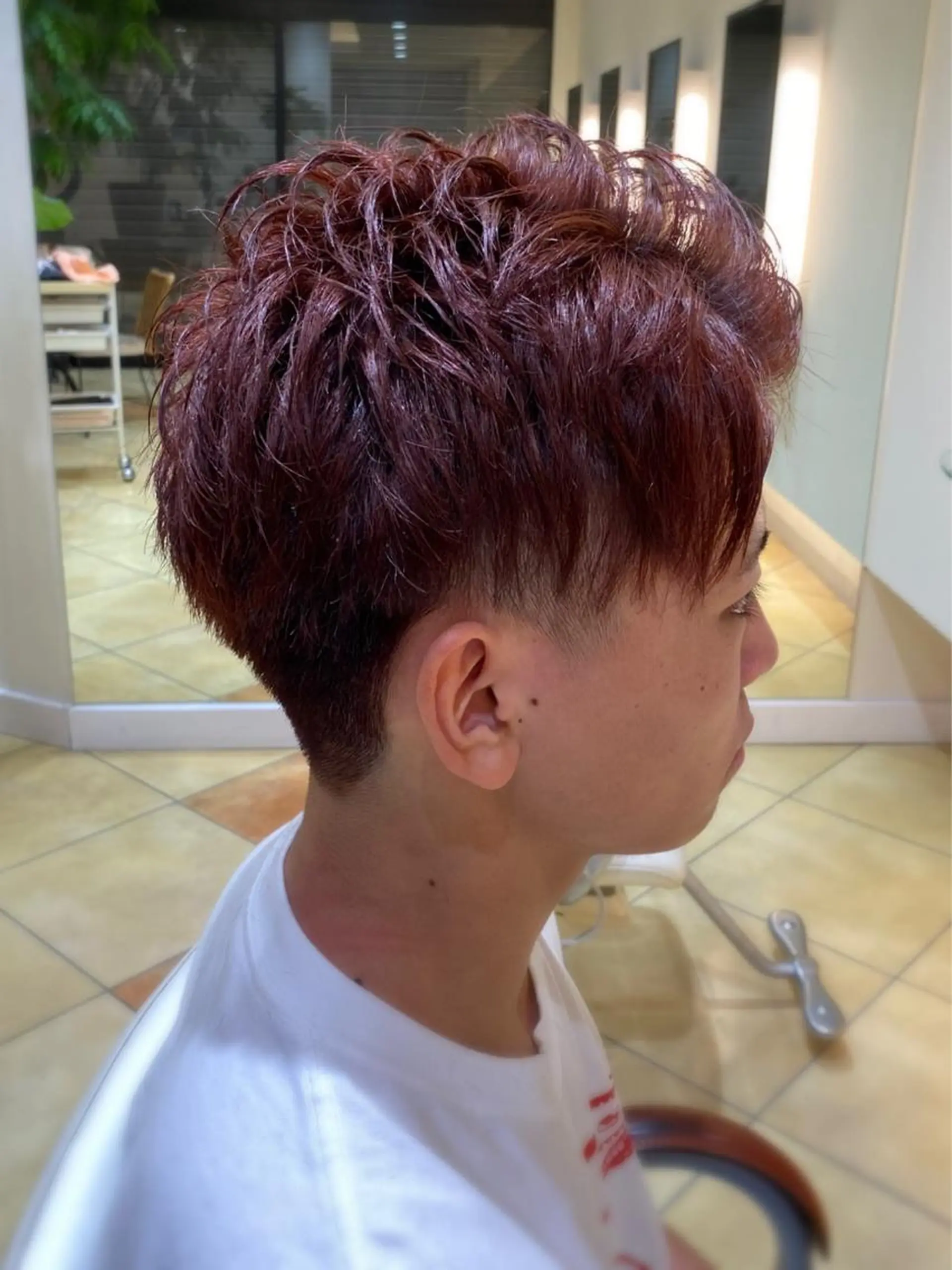 ショート カラー メンズ レッドカラー カット ヘアカラー デザインレイヤー💗 木村実樹のヘアスタイル