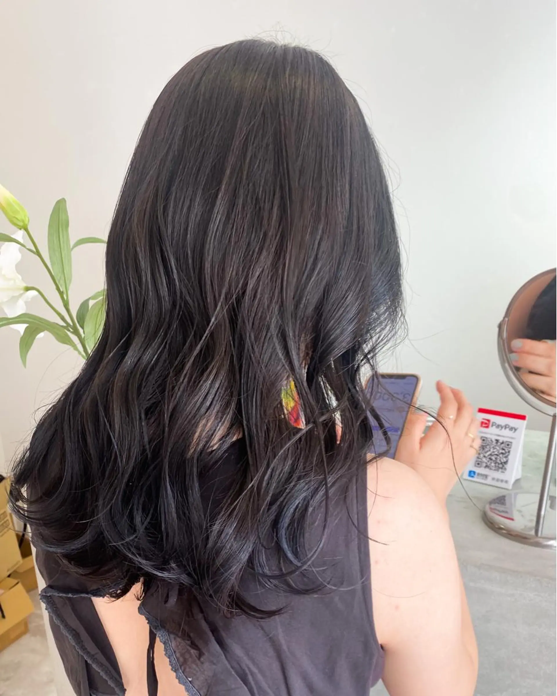 ロング カラー 黒髪 ブルーカラー ブルーブラック 透明感カラー 🎀ダブルカラー/ ピンク×ガーリー🎀のヘアスタイル