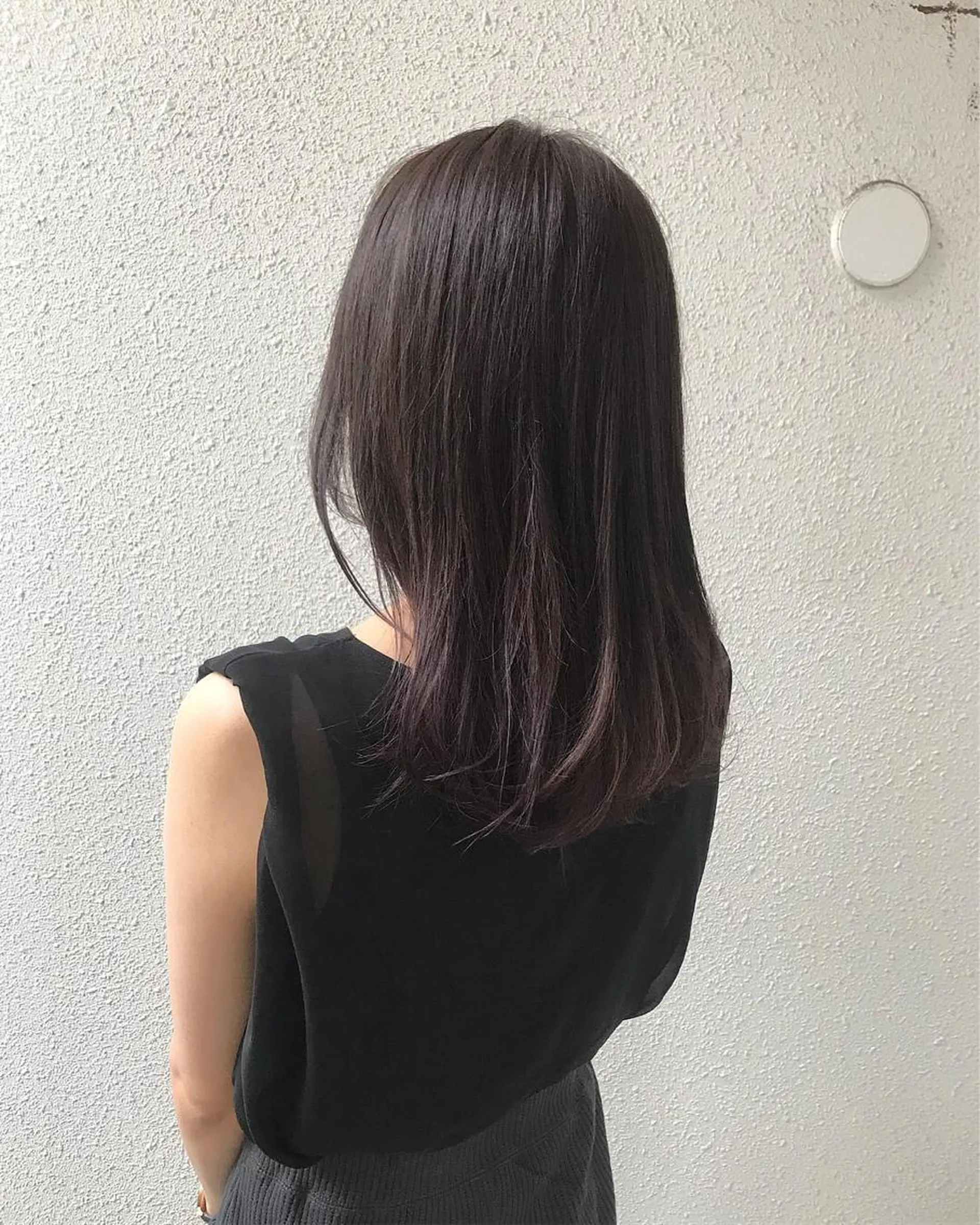 ミディアム カラー ブリーチ グラデーションカラー ハイライトカラー パープルカラー ハイライト インナーカラー/天神 ブリーチ/吉田のヘアスタイル