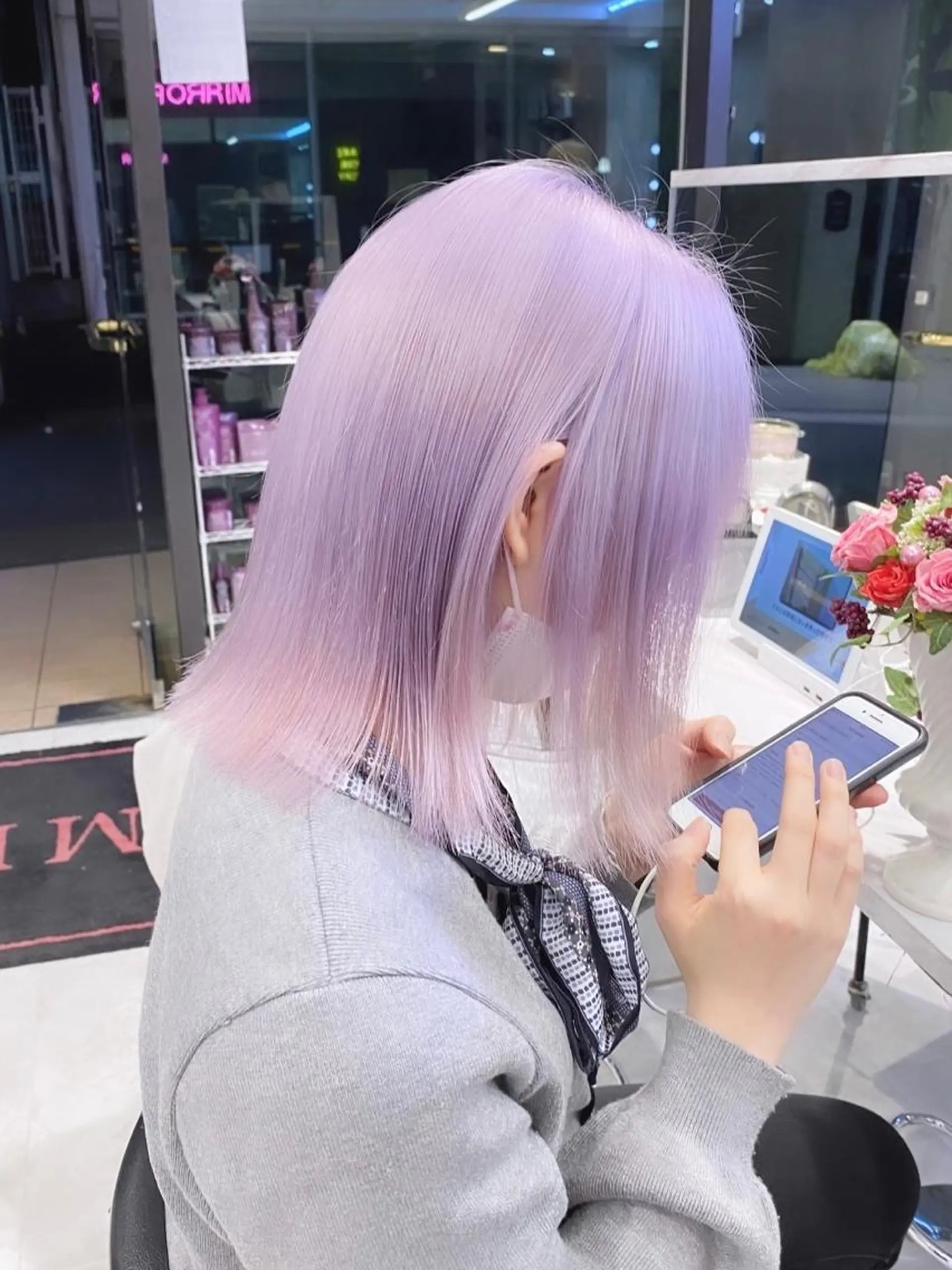 ミディアム カラー パーマ ヘアアレンジ メンズ キッズ ネイル マツエク・マツパ アイブロウ ラベンダーカラー ラベンダーピンク ピンクカラー カラーマツエク ピンク ハイトーンNo.1 👩🏼NaGiSaのヘアスタイル