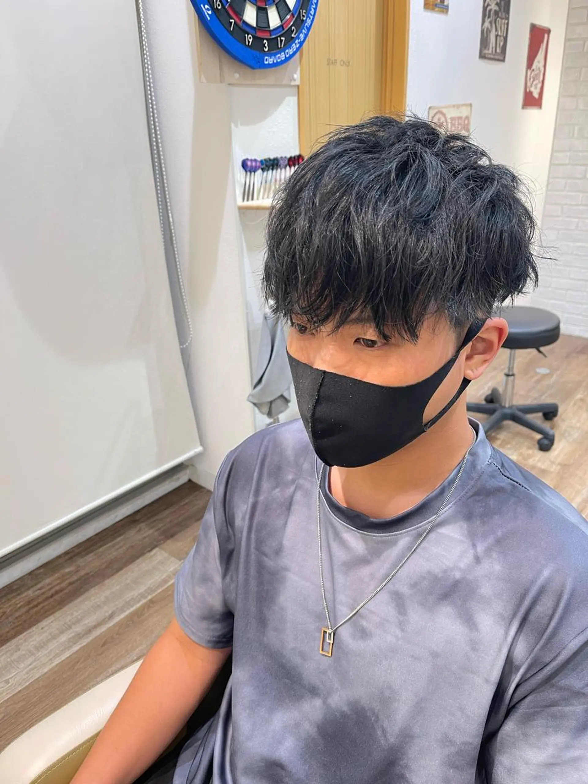 ミディアム パーマ メンズ カット パーマ メンズパーマフェード シモジタカヒロのヘアスタイル
