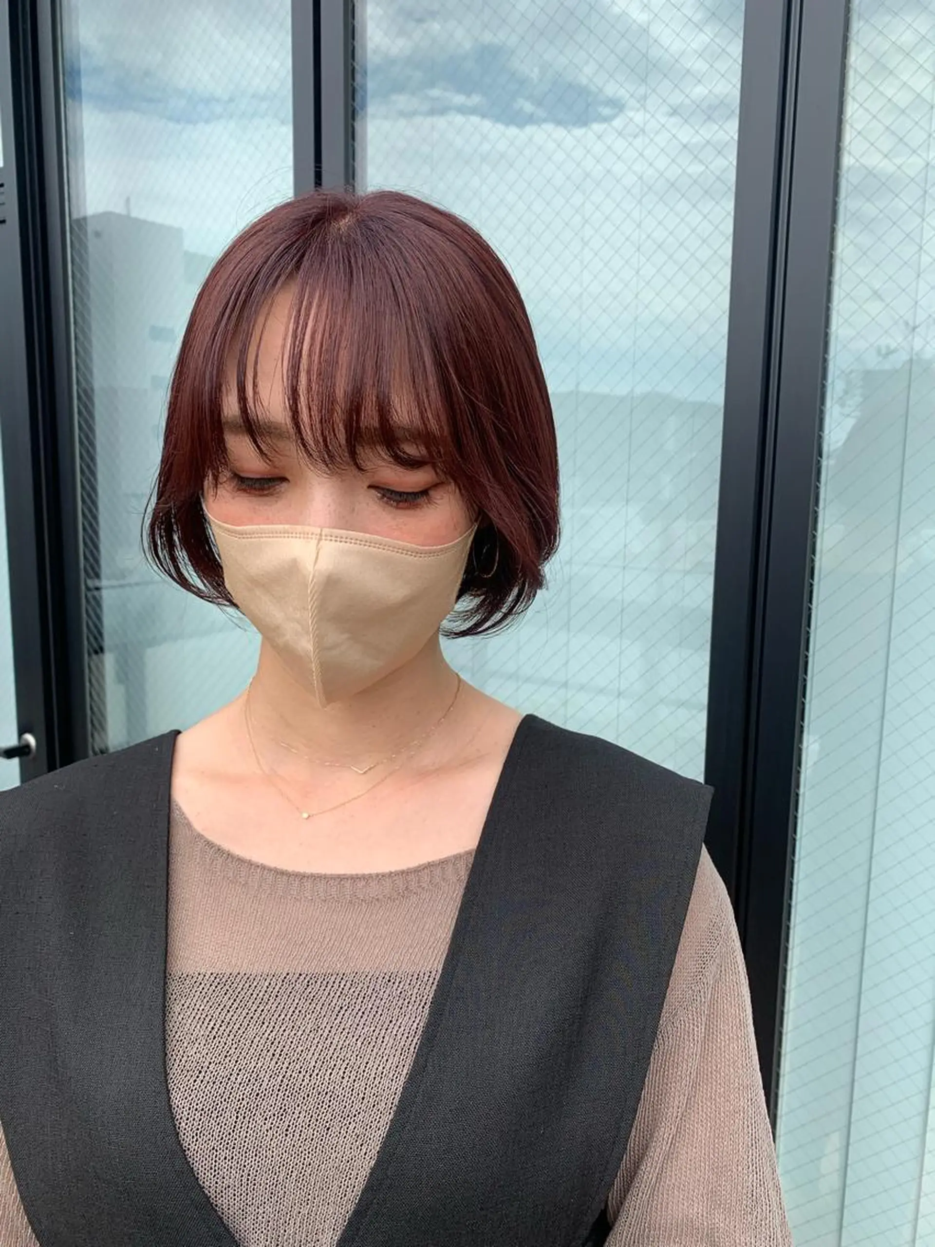 ショート カラー ボブ 顔周りカット レイヤーカット カット ヘアカラー トリートメント Libre×Reco所属・Libre 西野圭一のヘアスタイル