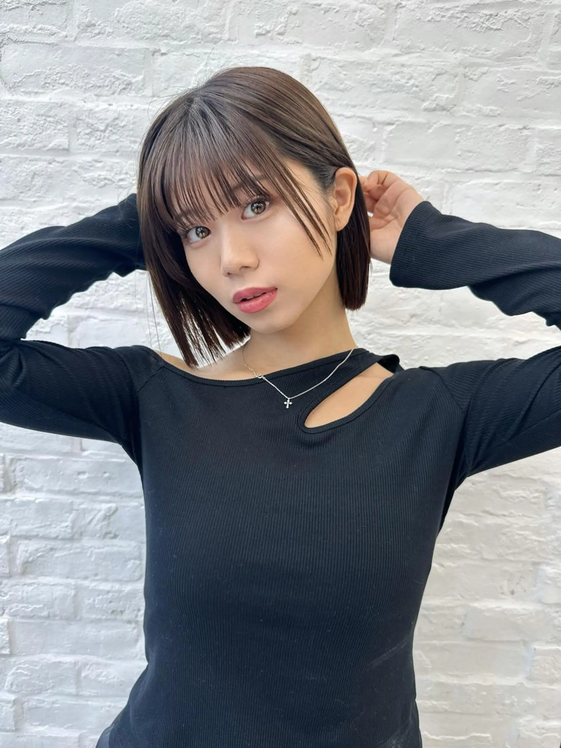 ミディアム 切りっぱなしボブ ショートボブ ボブ くびれヘア タンバルモリ カット ヘアカラー トリートメント 市原 大翼のヘアスタイル