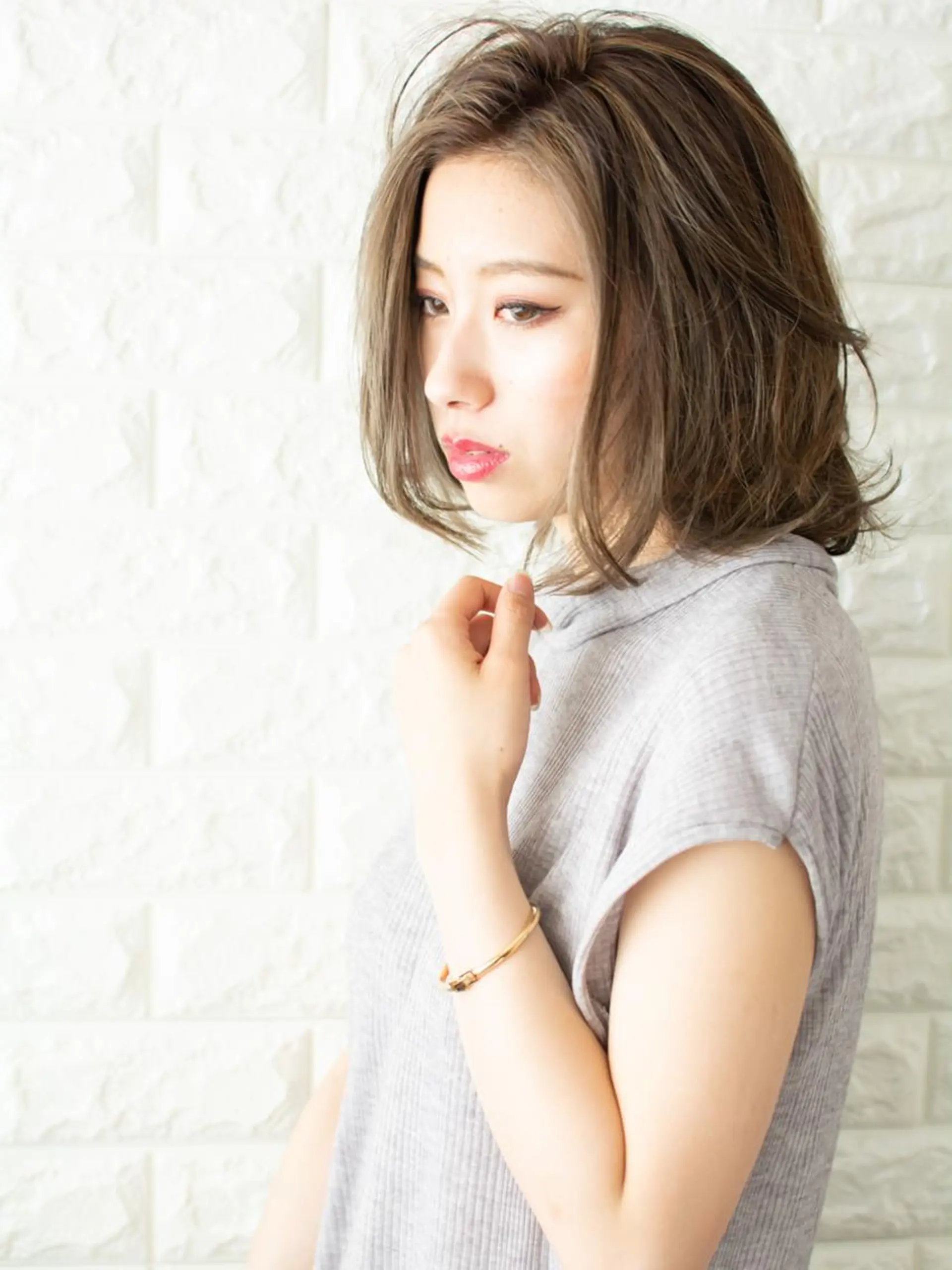 ミディアム ショートボブ ボブ 外国人風カラー ハイライト 外ハネヘア 撮影モデル 斉藤 正敏のその他イメージ