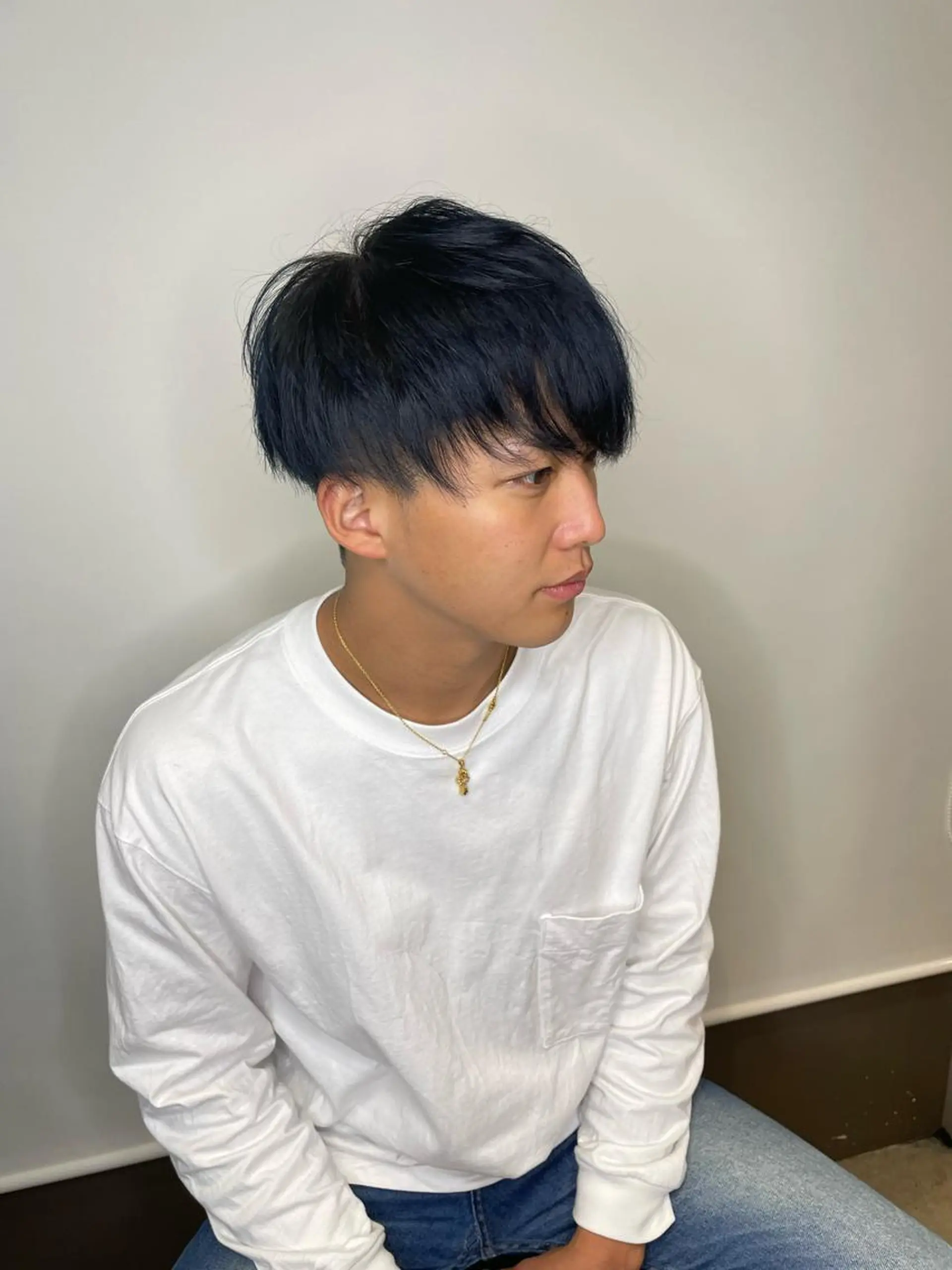 カラー メンズ 黒髪 ネイビーカラー Le'a所属・渋谷/フェード/ 國分 翔のヘアスタイル