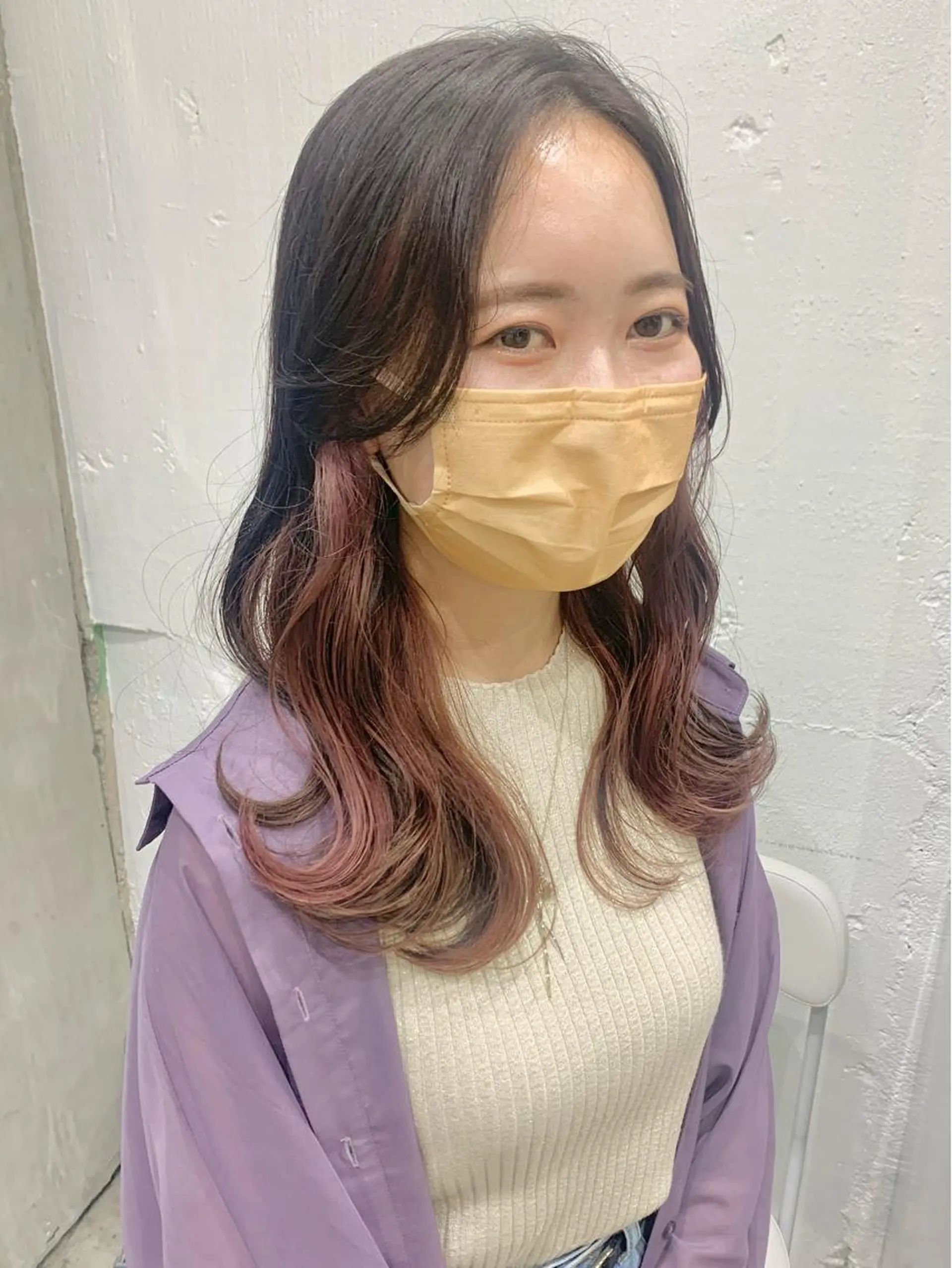セミロング カラー ヘアアレンジ ニュアンスハイトーン 🌙サイダサキのヘアスタイル