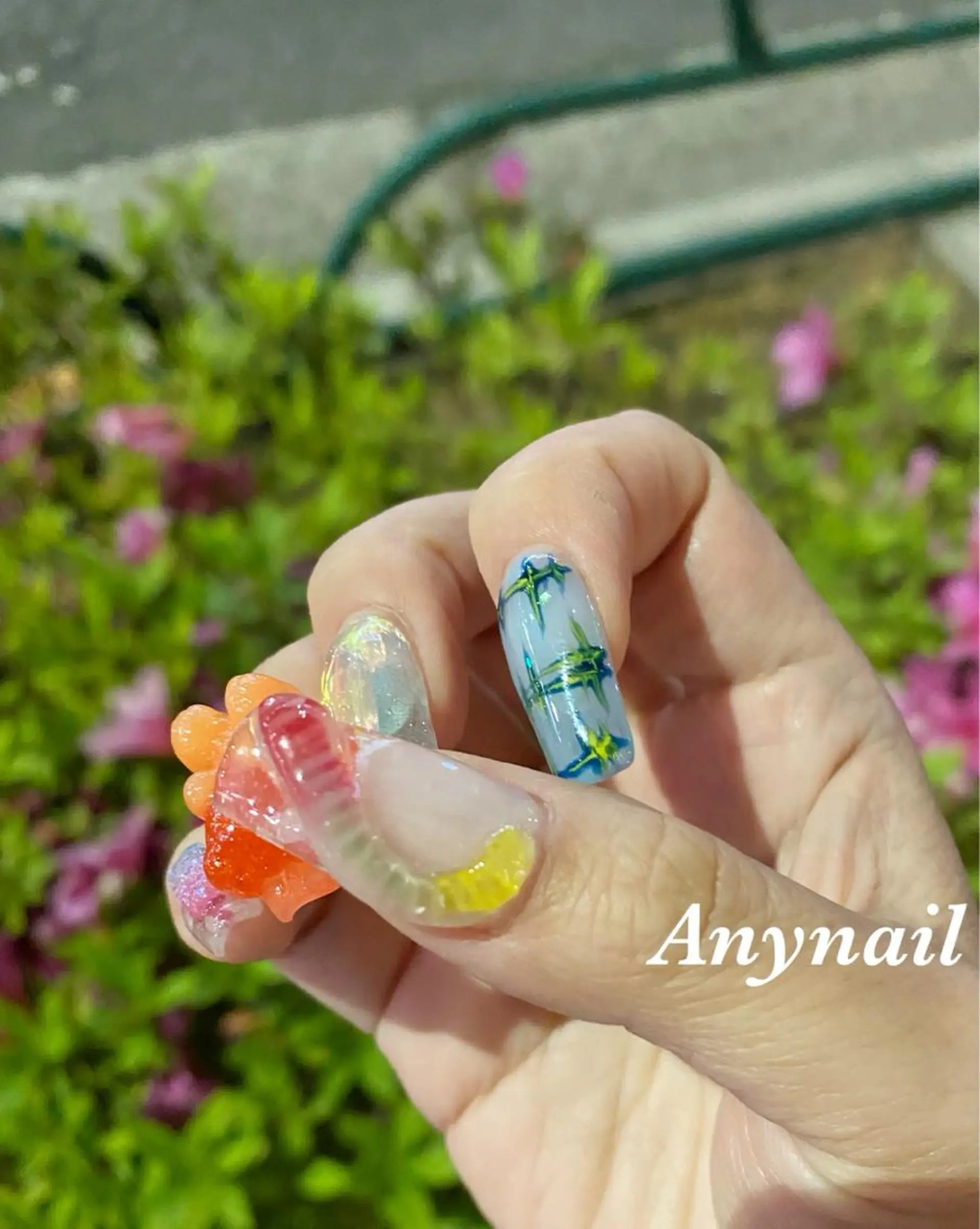ネイル ブルー スカルプネイル ハンドネイル 岩澤 恵子のネイルデザイン