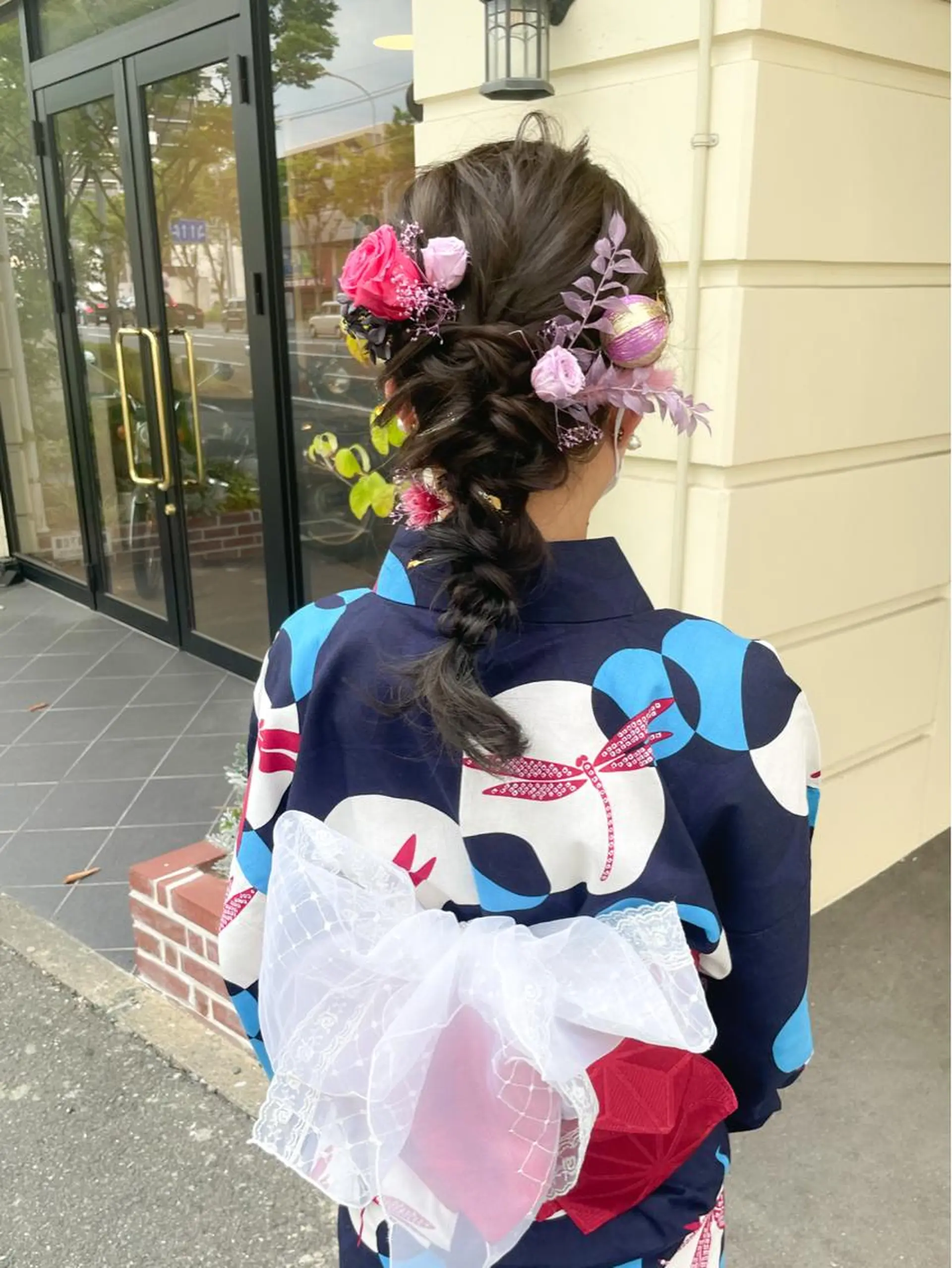 セミロング カラー ヘアアレンジ 浴衣 autre所属・大久保 ひでなりのヘアスタイル