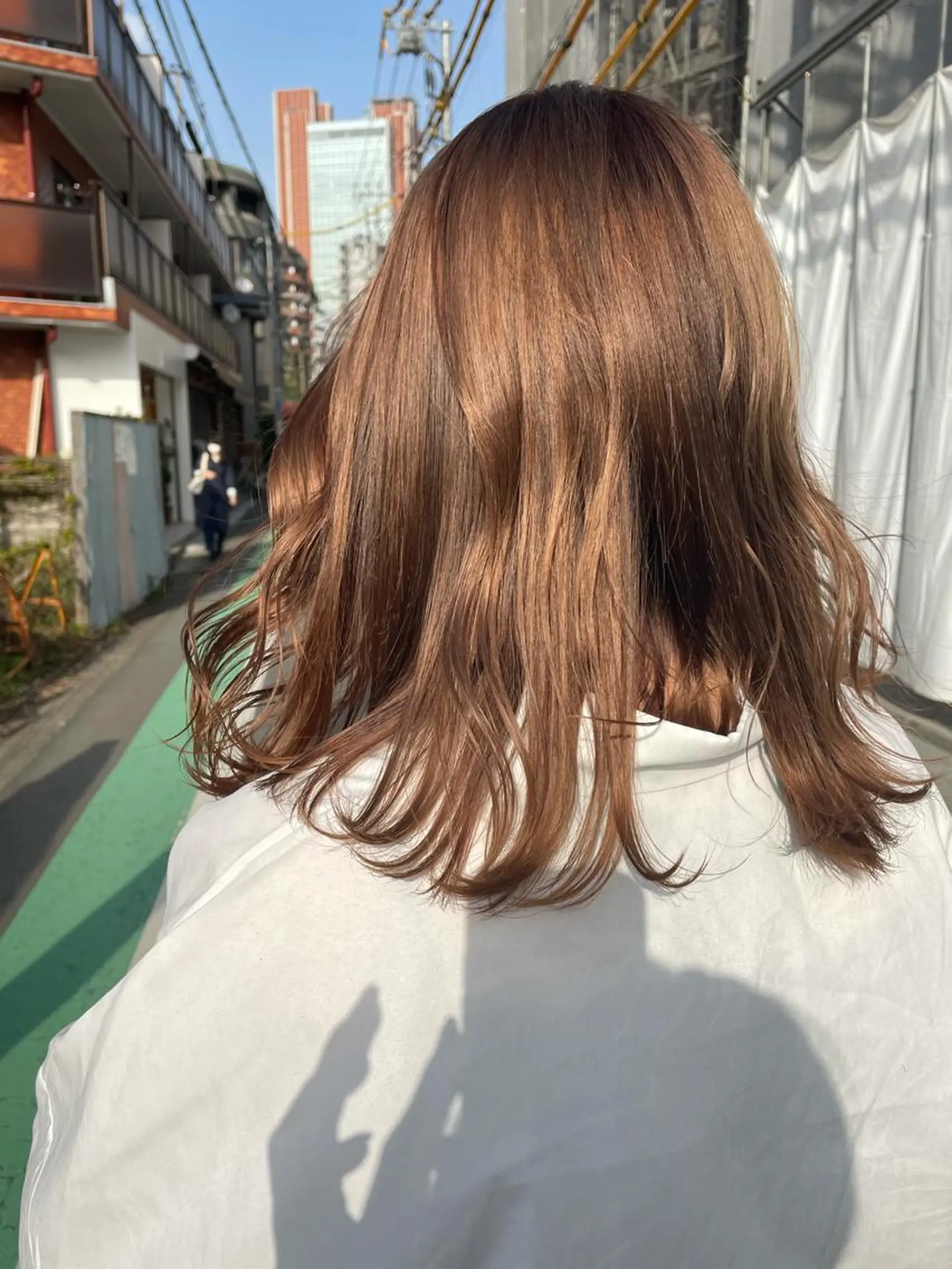 ミディアム カラー ベージュカラー ブリーチ オレンジ ヘアカラー 中目黒🌼 🌼ハナのヘアスタイル