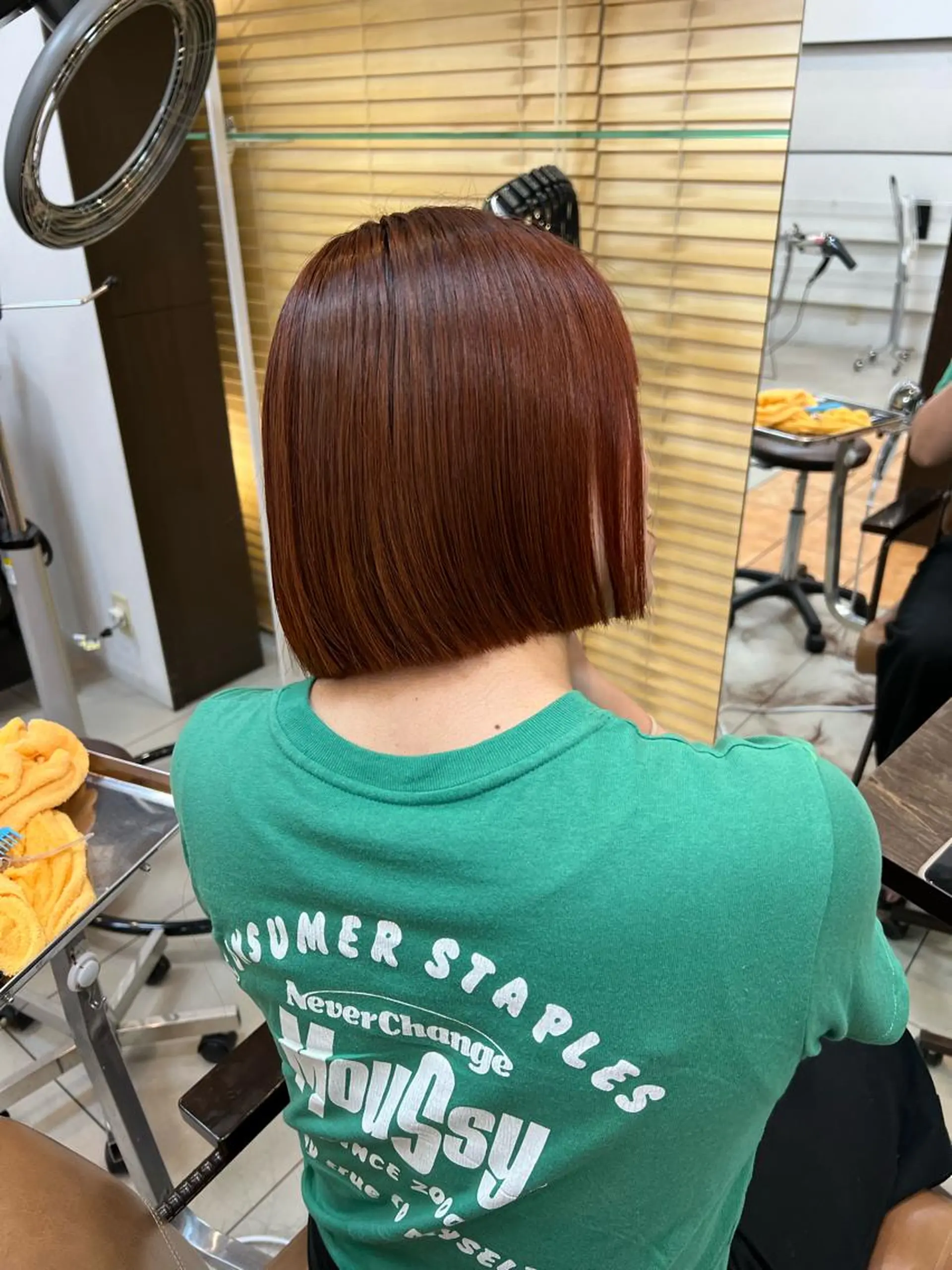 カラー オレンジ ボブ SOYONなんば店 ／韓国風のヘアスタイル
