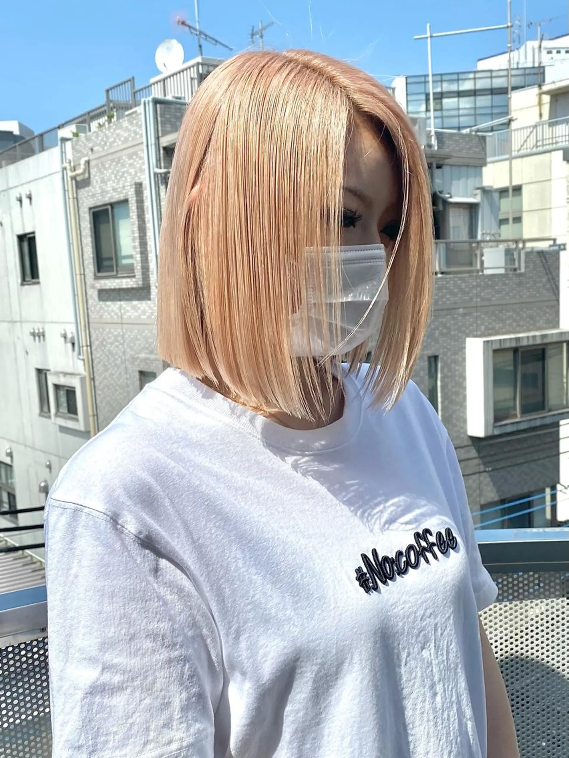 ミディアム カラー ブロンド ホワイトブロンド ヘアカラー トリートメント ヘアセット 💘カラー特化美容師 尾崎拓己のヘアスタイル