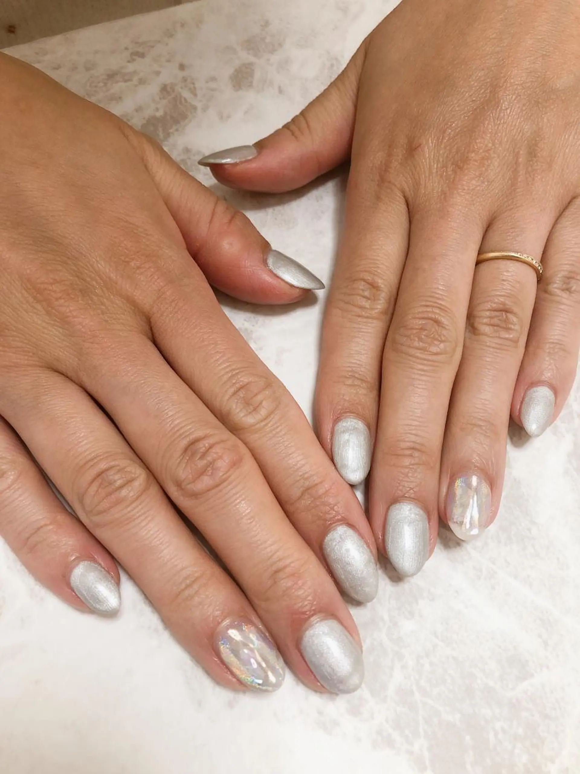 ネイル アートネイル オーロラネイル 氷ネイル・うるうるネイル ワンカラーネイル nail salon L.Nのネイルデザイン