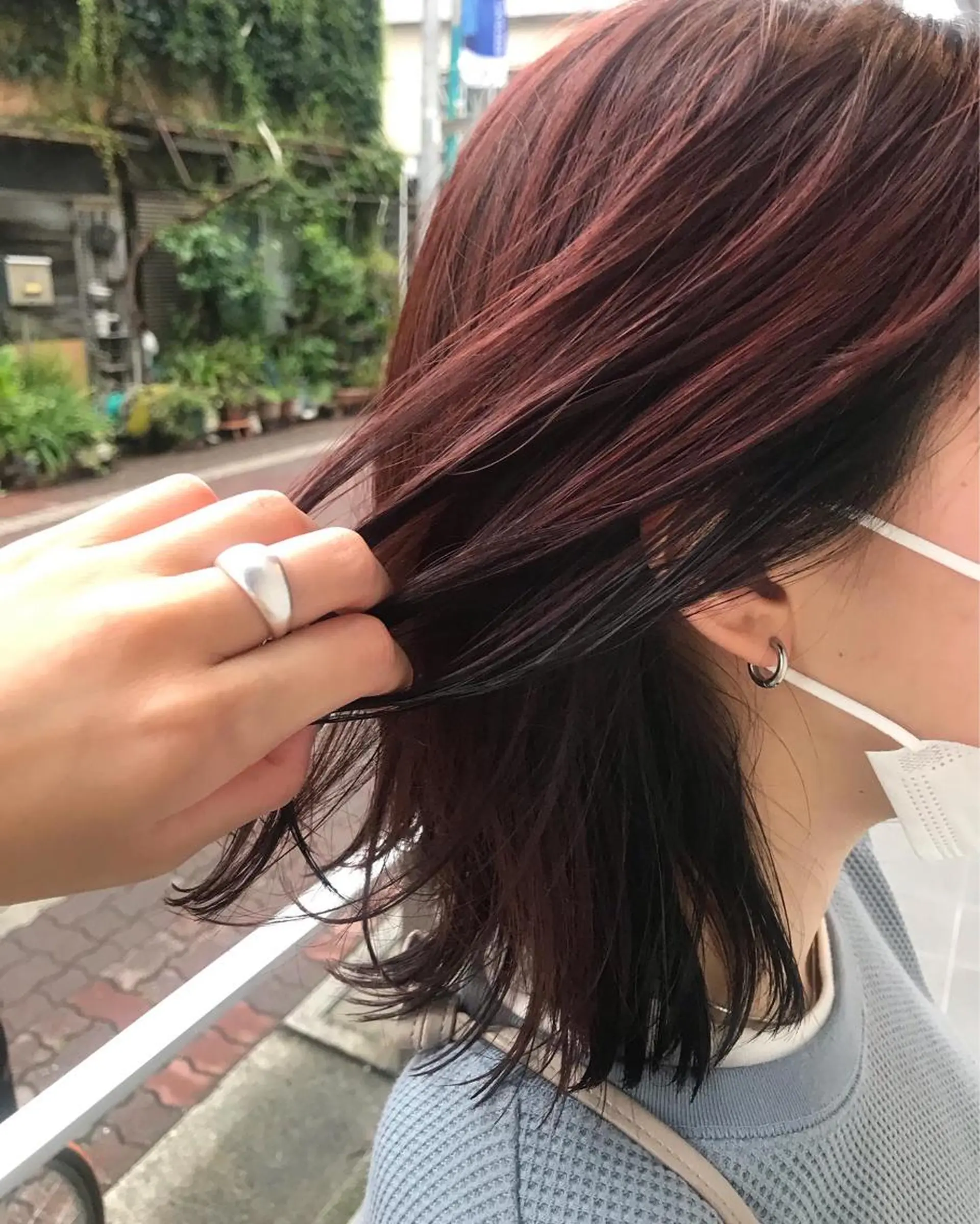 ミディアム カラー 暖色カラー🍊 ボブ🌿顔周りcutのヘアスタイル