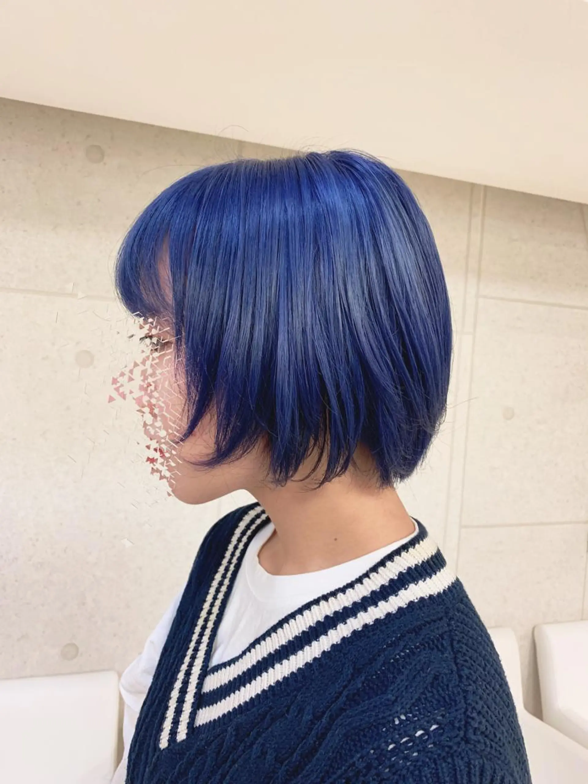ショート カラー 黒髪 ブルーカラー ブルーブラック ネイビーカラー カット ヘアカラー トリートメント お悩み解決✨ ASAMIのヘアスタイル