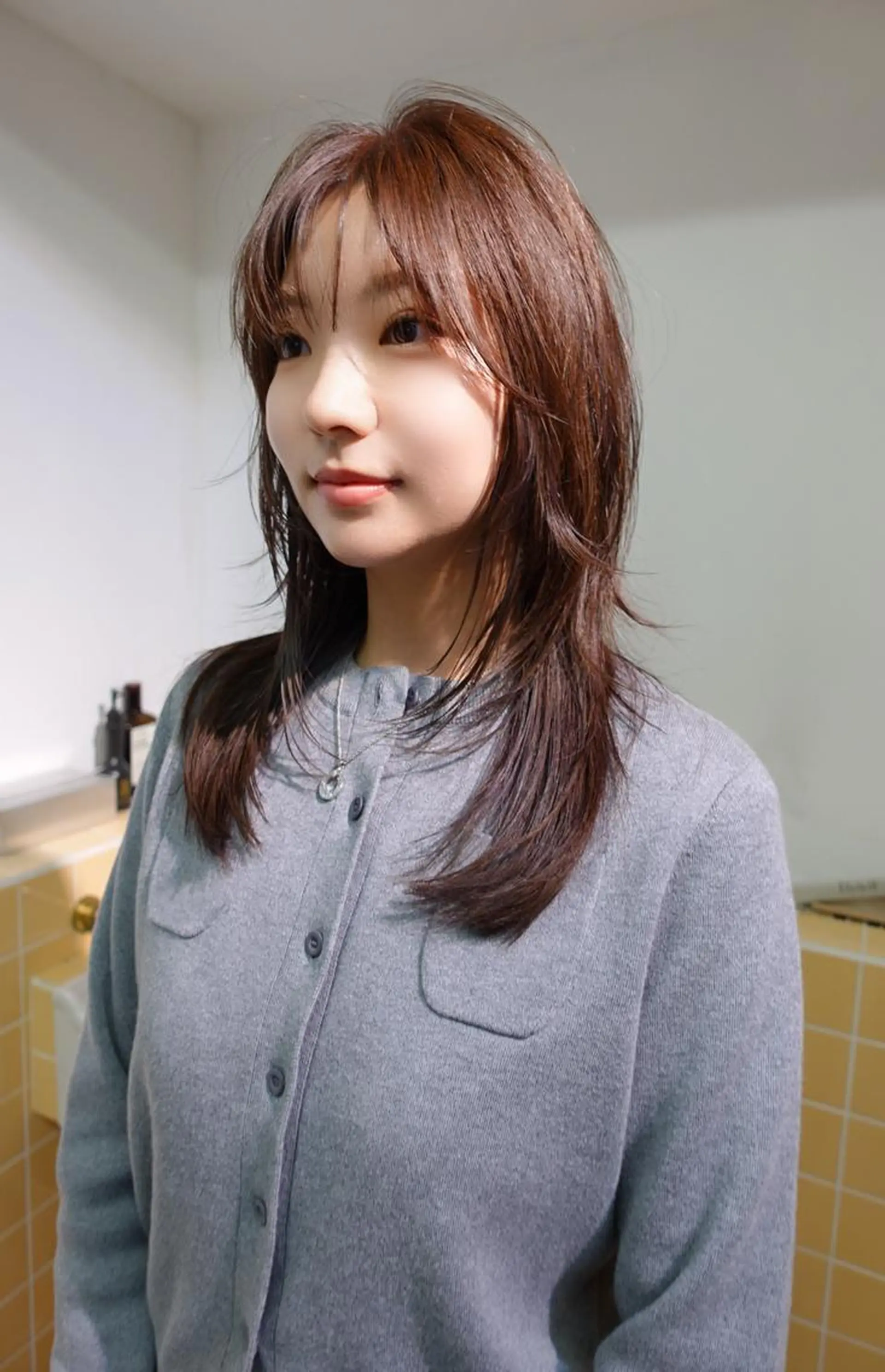 セミロング カラー nelke/レイヤー 立川/ブリーチのヘアスタイル