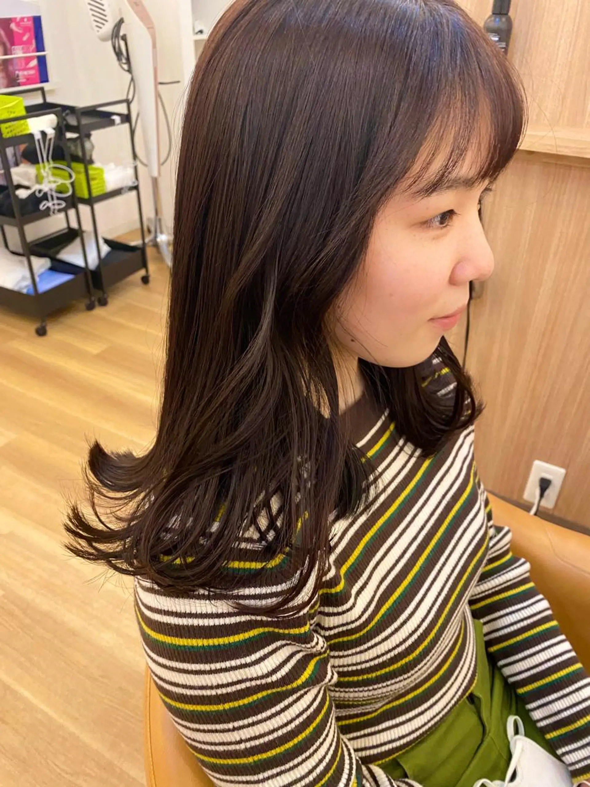 ロング カラー ブラウンカラー オレンジ オレンジブラウン トリートメント カット ヘアカラー トリートメント 林 瑠夏のヘアスタイル
