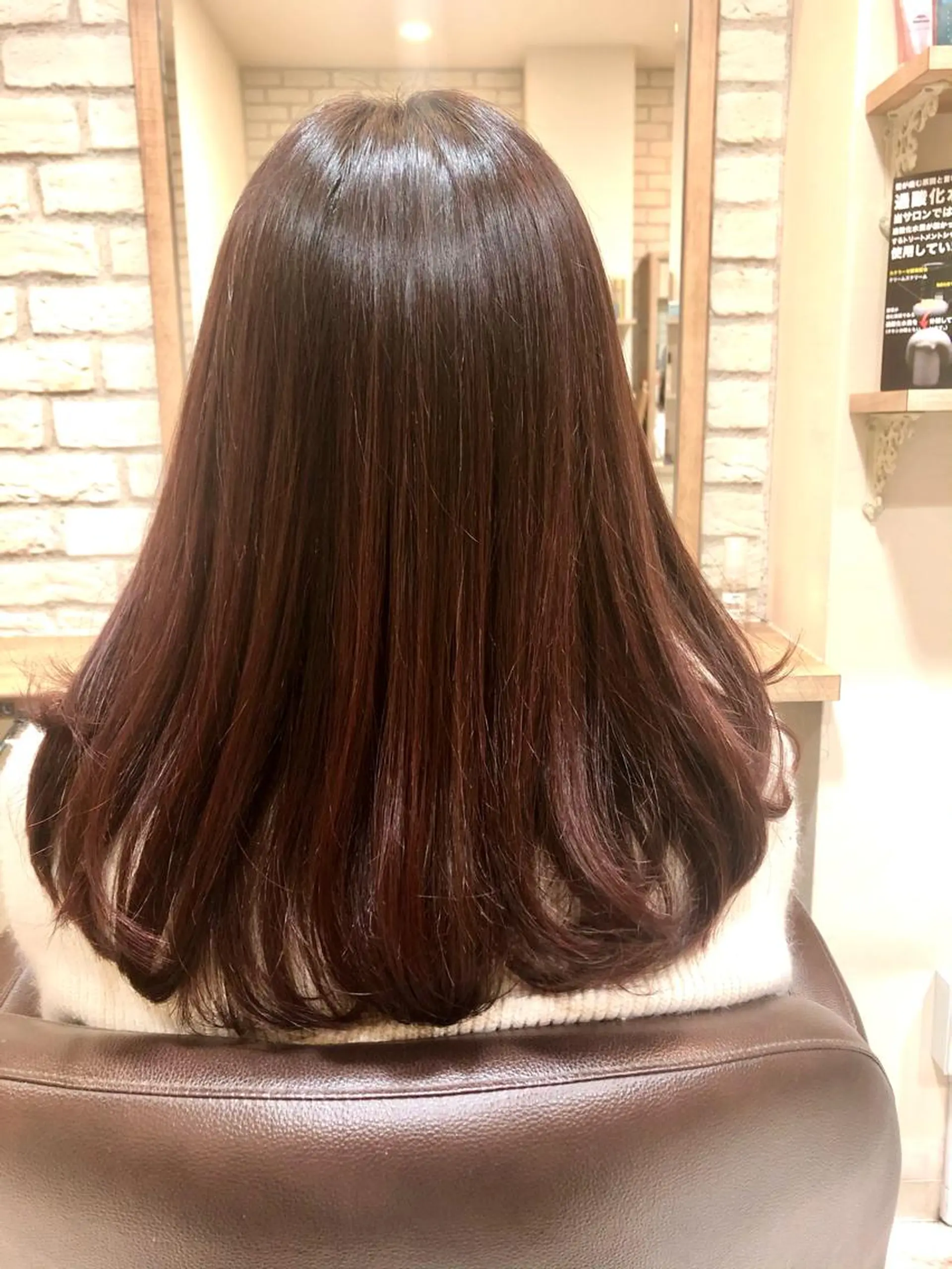 セミロング カラー カシス 清水 有実子のヘアスタイル