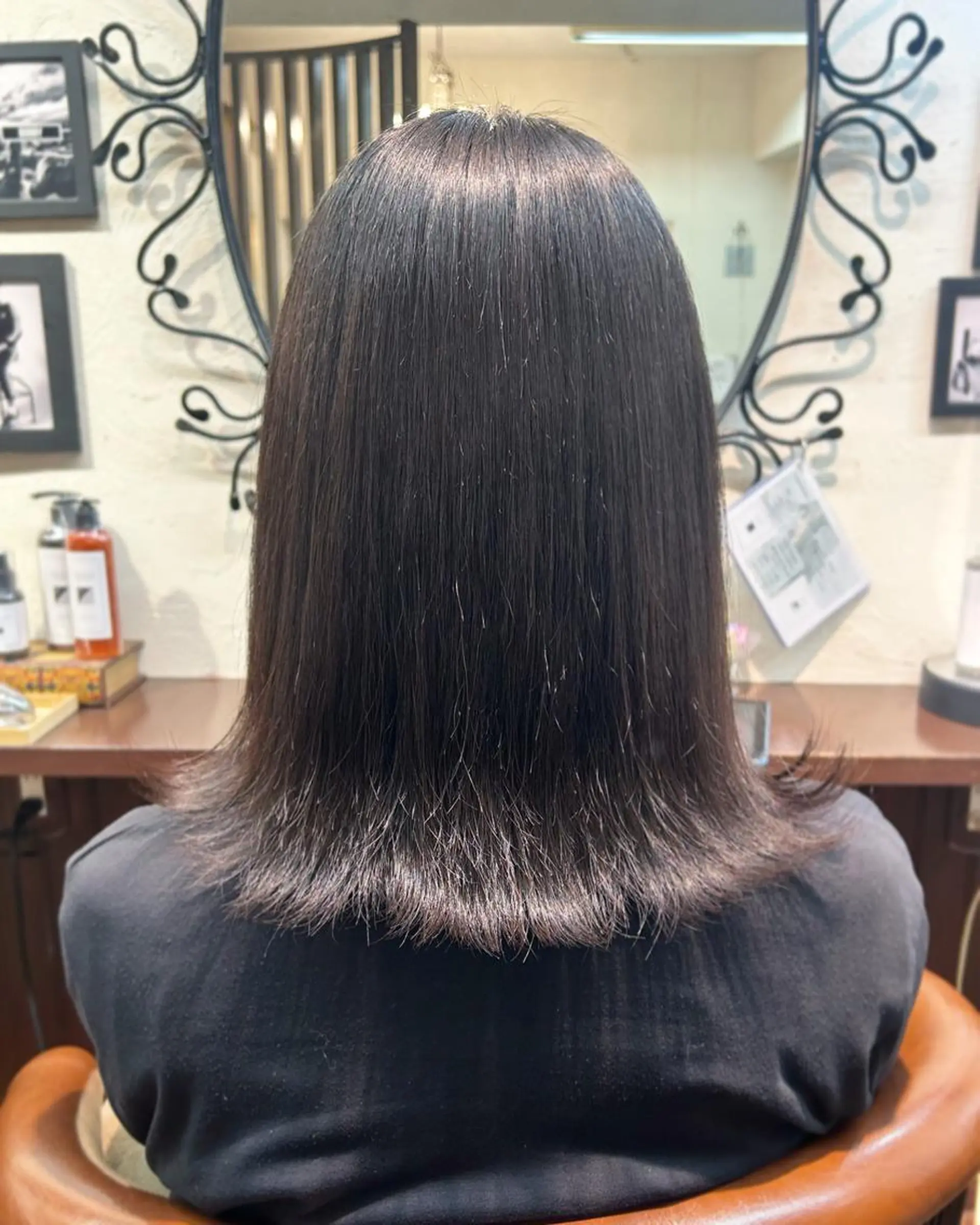 ミディアム 外ハネヘア カット ヘアカラー トリートメント allure所属・【髪質改善】ena 縮毛矯正/落合/新宿のヘアスタイル