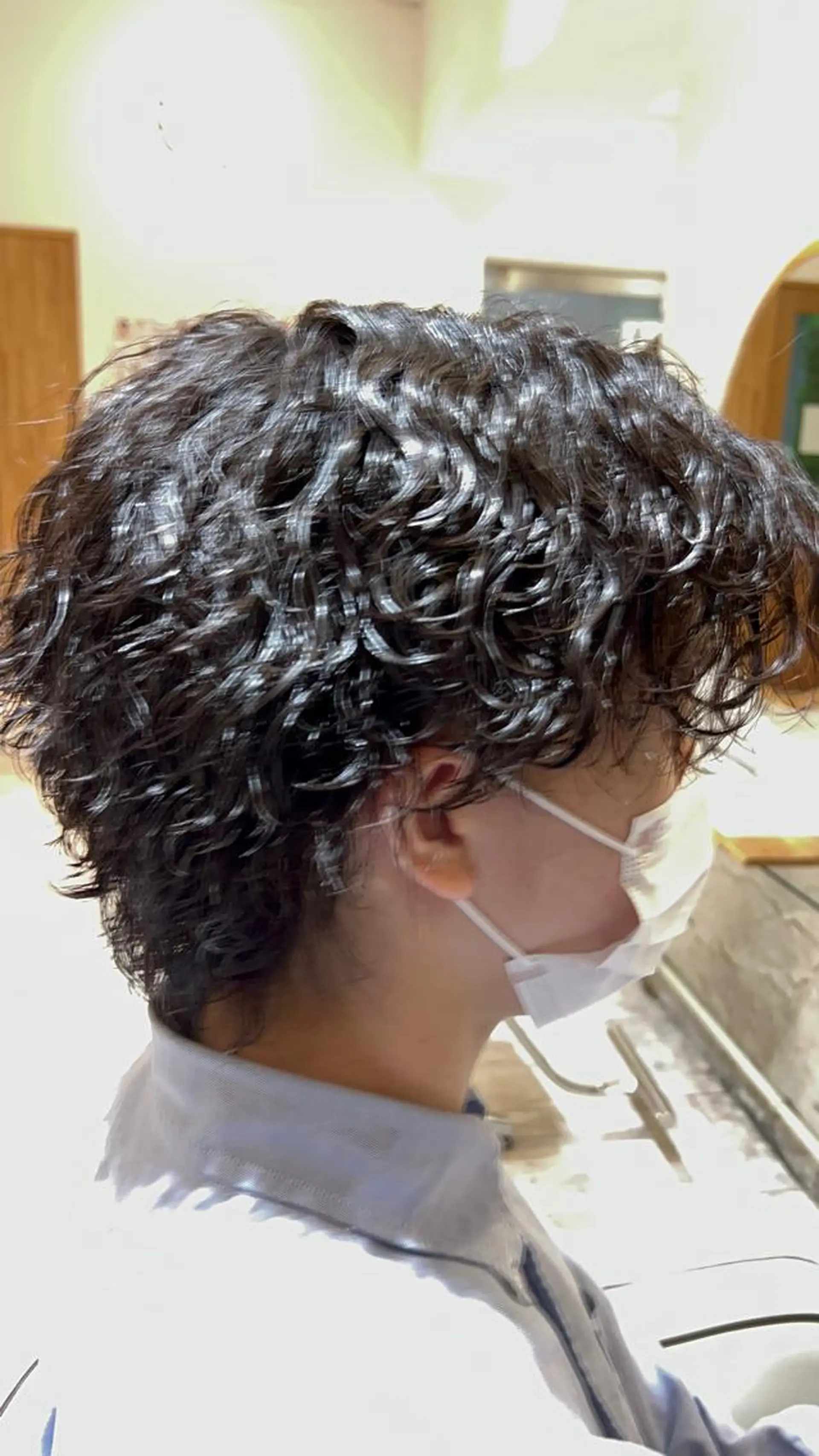 ショート パーマ メンズ 難波/メンズウルフ・ フェザーパーマ鶴田文のヘアスタイル