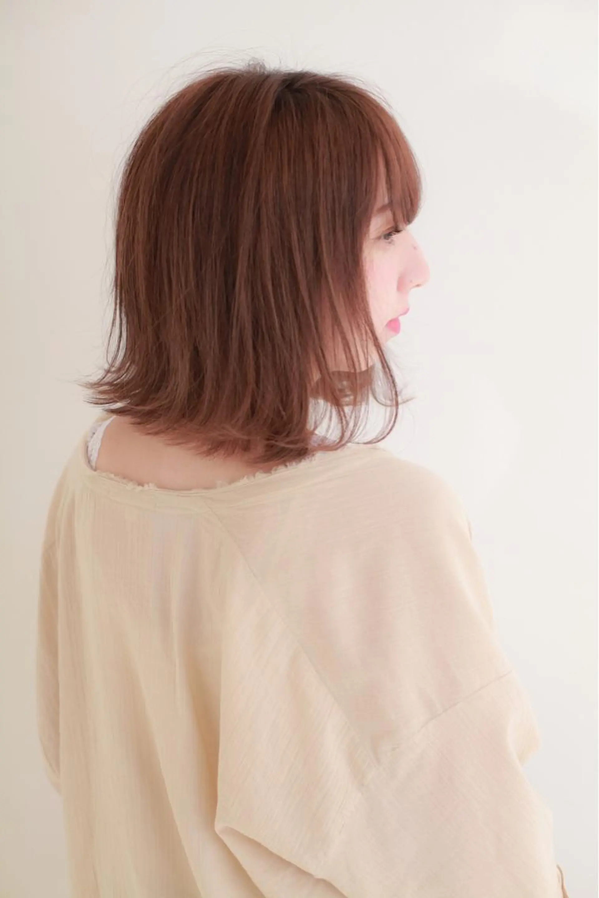 ミディアム ヘアカラー トリートメント 髪質改善\酸熱TR カット【店長】のヘアスタイル