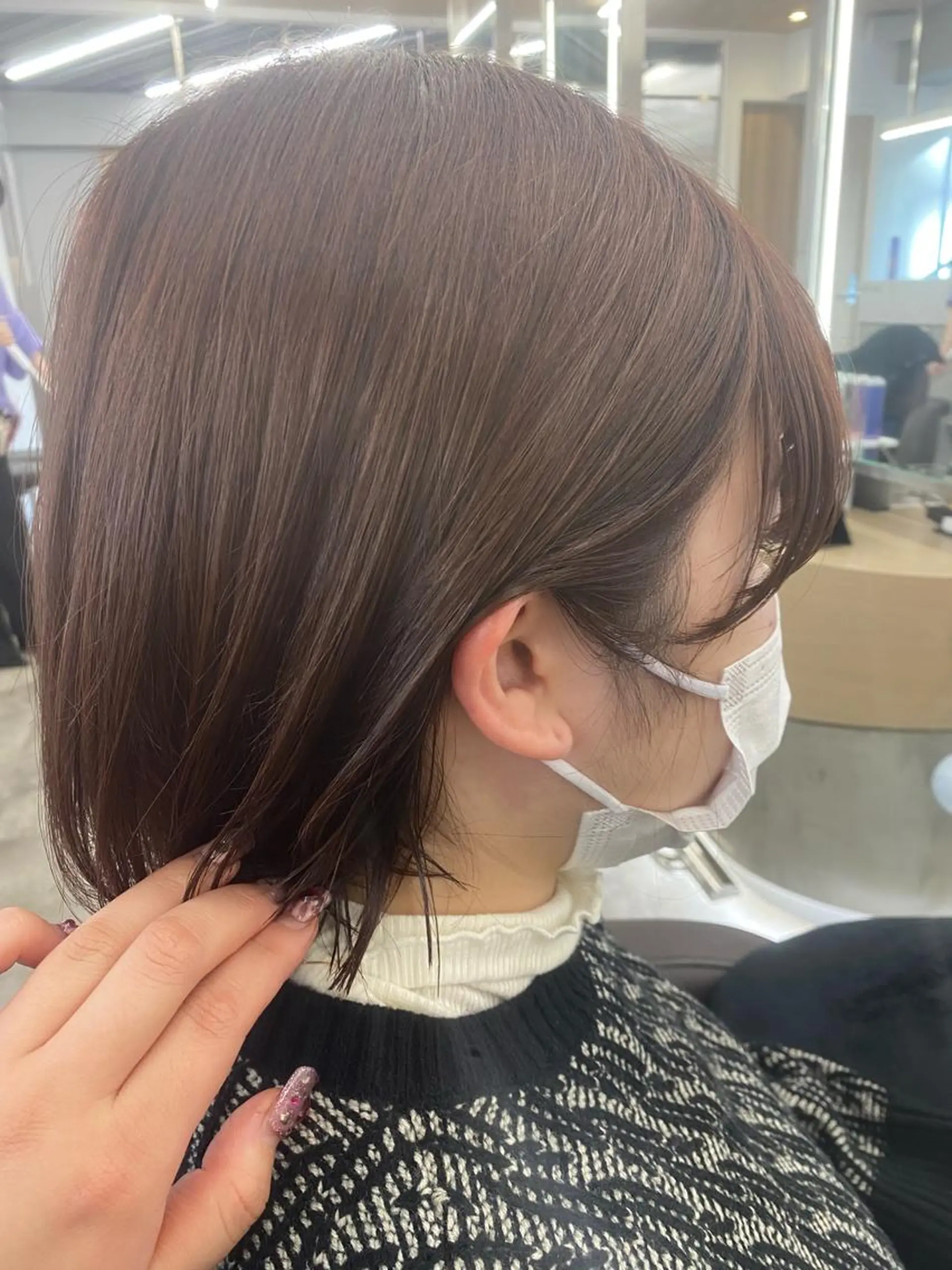 ミディアム ピンクラベンダー 顔まわり似合わせ 久保田せなのヘアスタイル
