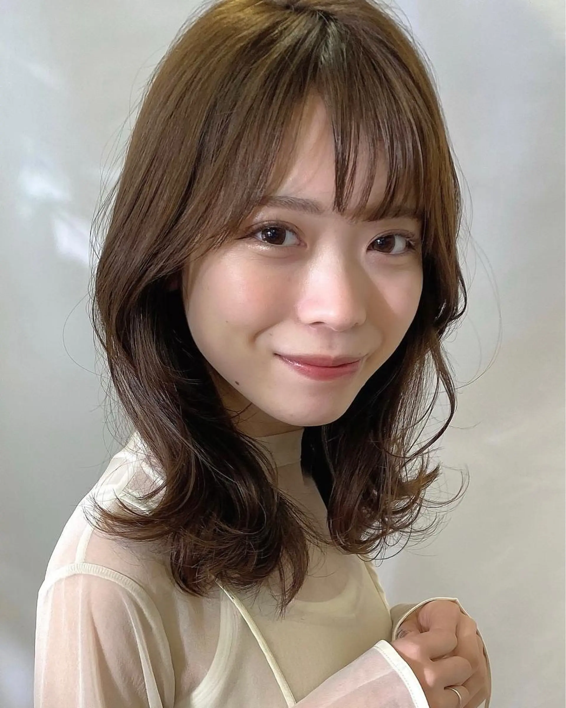 ミディアム くびれヘア カット ヘアカラー トリートメント 🧡くびれヘア/前髪 顔周り🧡久原結衣のヘアスタイル