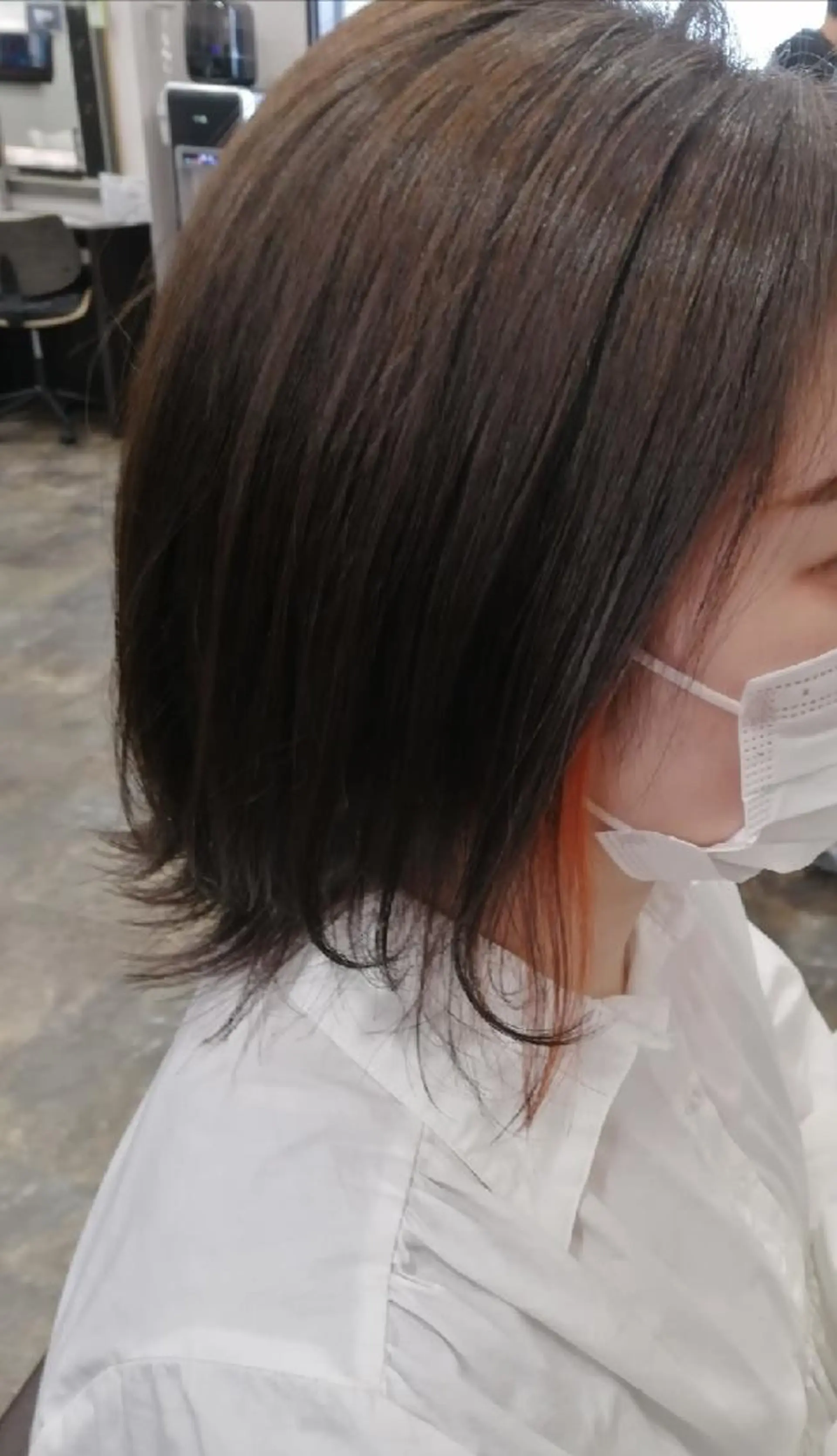 ミディアム カラー イヤリングカラー オレンジ カット ヘアカラー sepiage trois所属・酒井 亜希のヘアスタイル