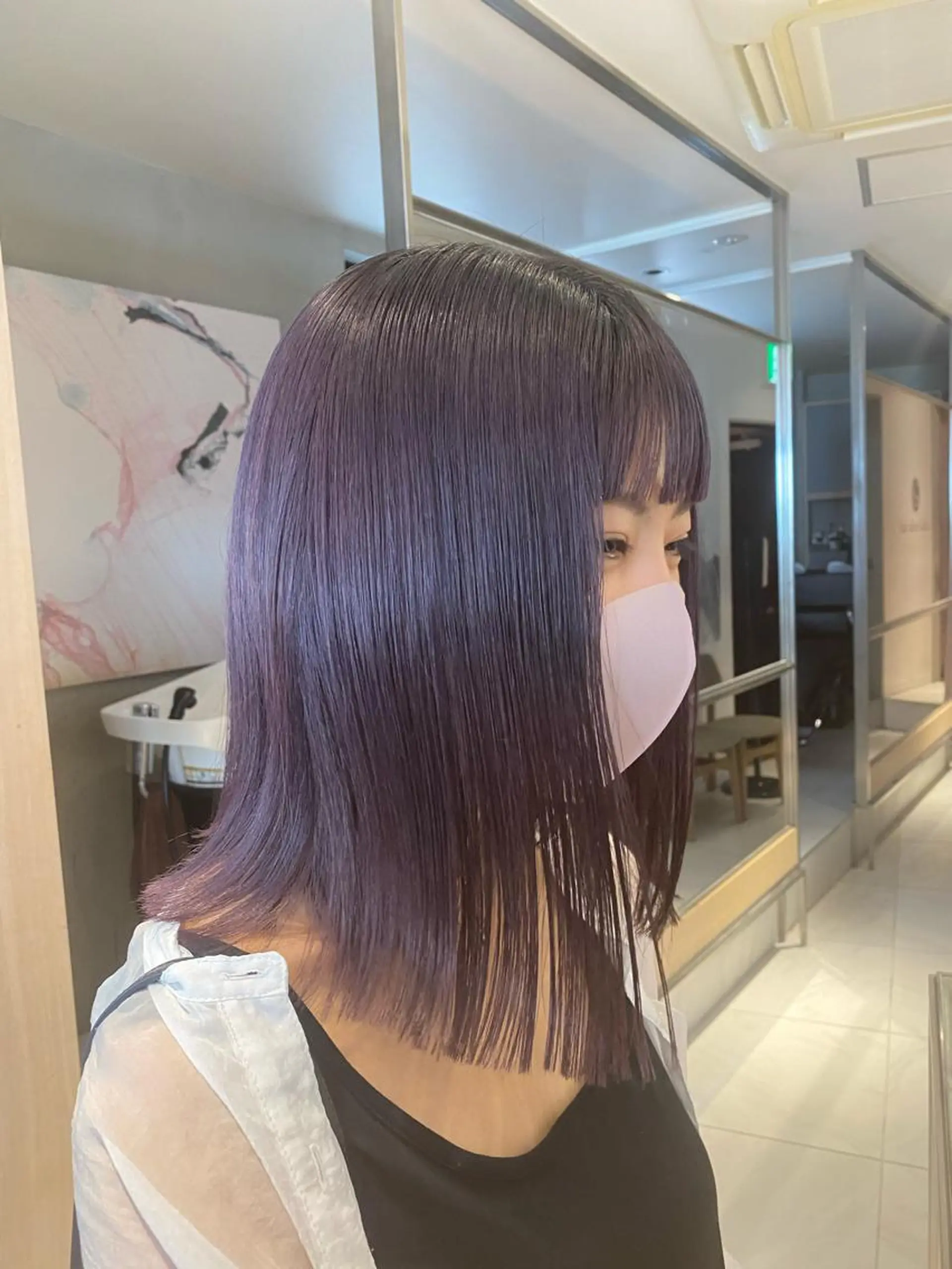 ミディアム カラー ヘアカラー トリートメント ヘッドスパ ヘアセット 艶髪/ダークトーン 🩶丸山日向のヘアスタイル