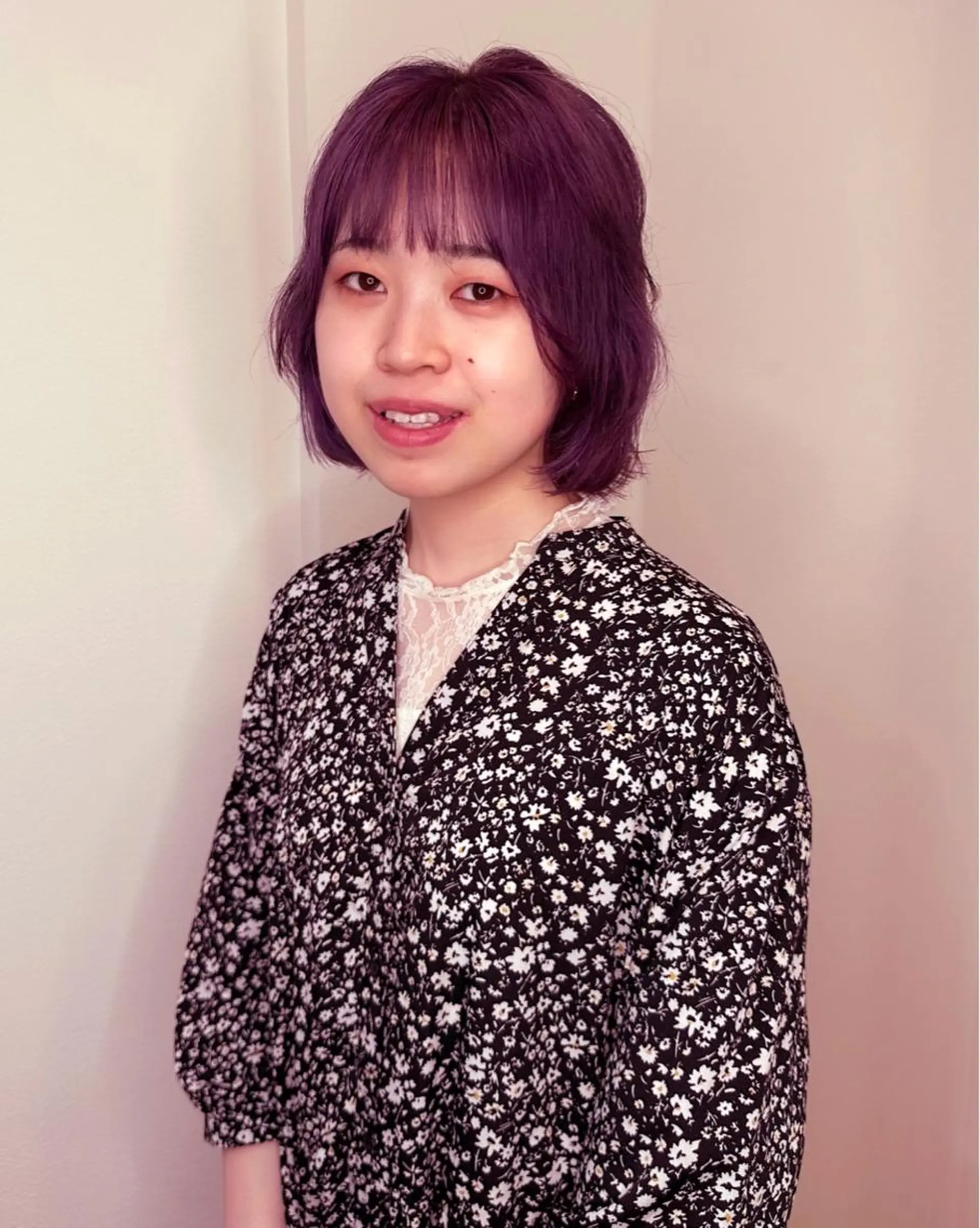 ミディアム ボブレイヤー パープルカラー ボブ レイヤーカット ヘアモードKT石橋店所属・田中 泰正のヘアスタイル