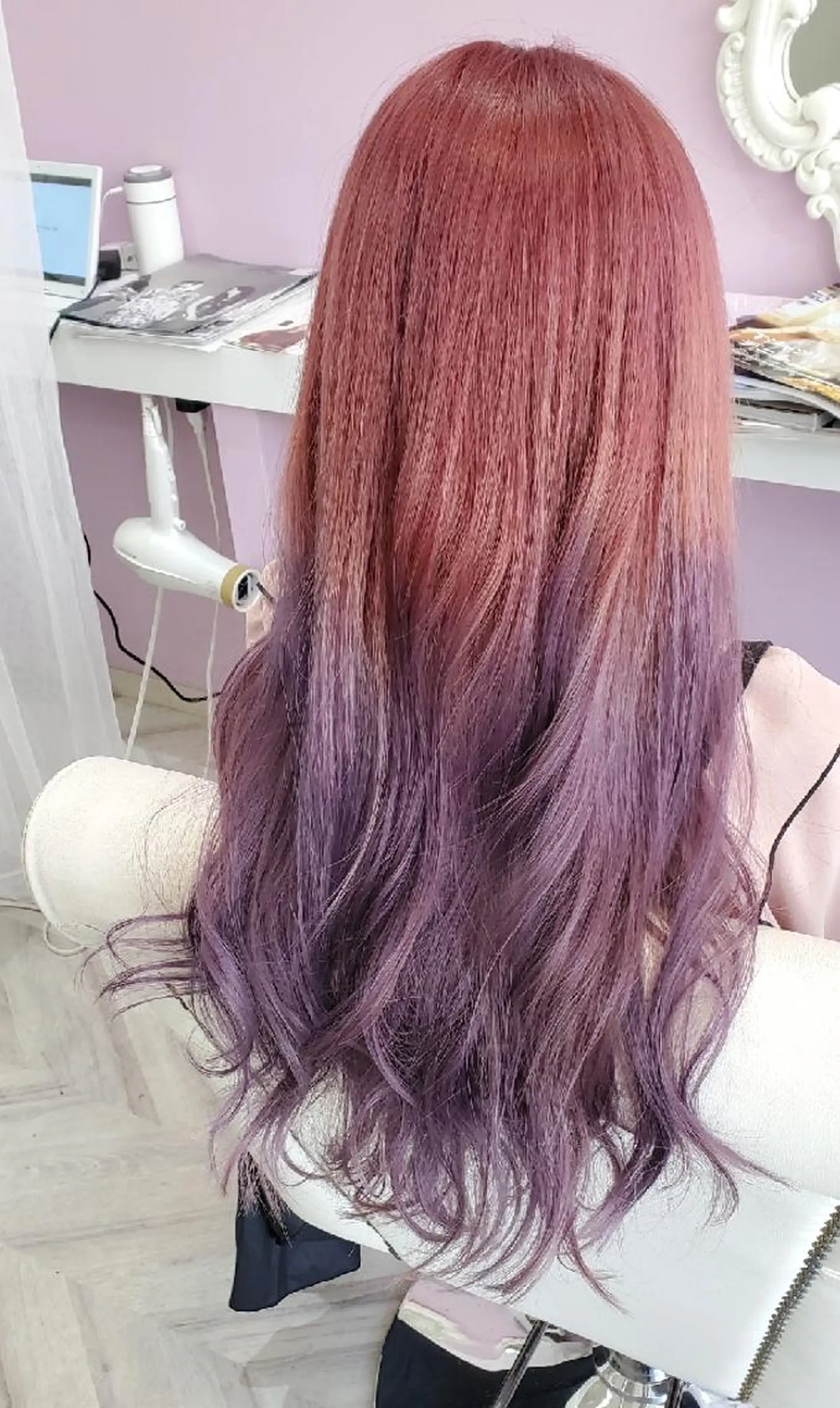 ロング ヘアアレンジ カラー ピンクカラー パープルカラー ナカシマ  アユミのヘアスタイル