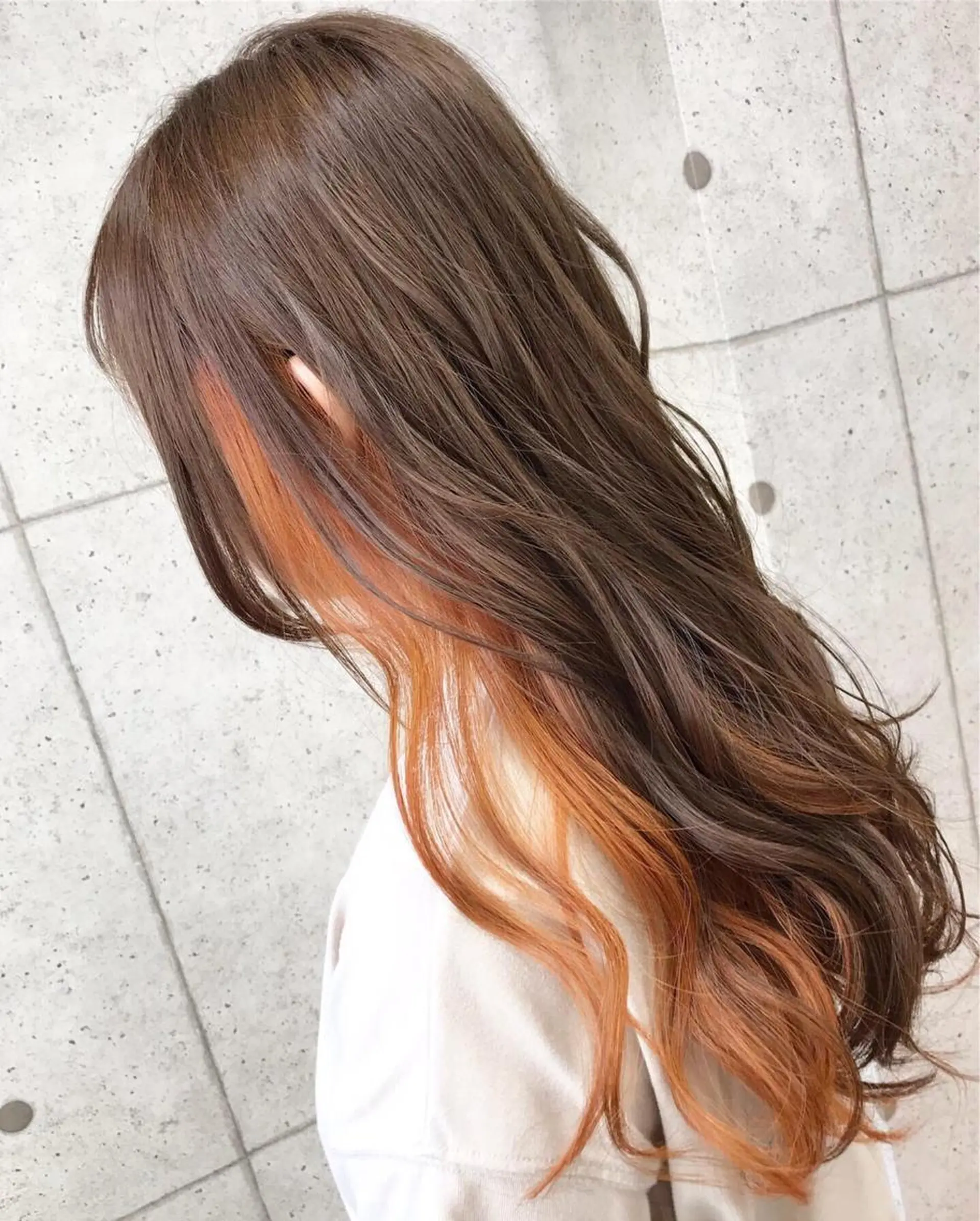 ロング チョコレートブラウン カット ヘアカラー トリートメント 羽田 hadaのヘアスタイル