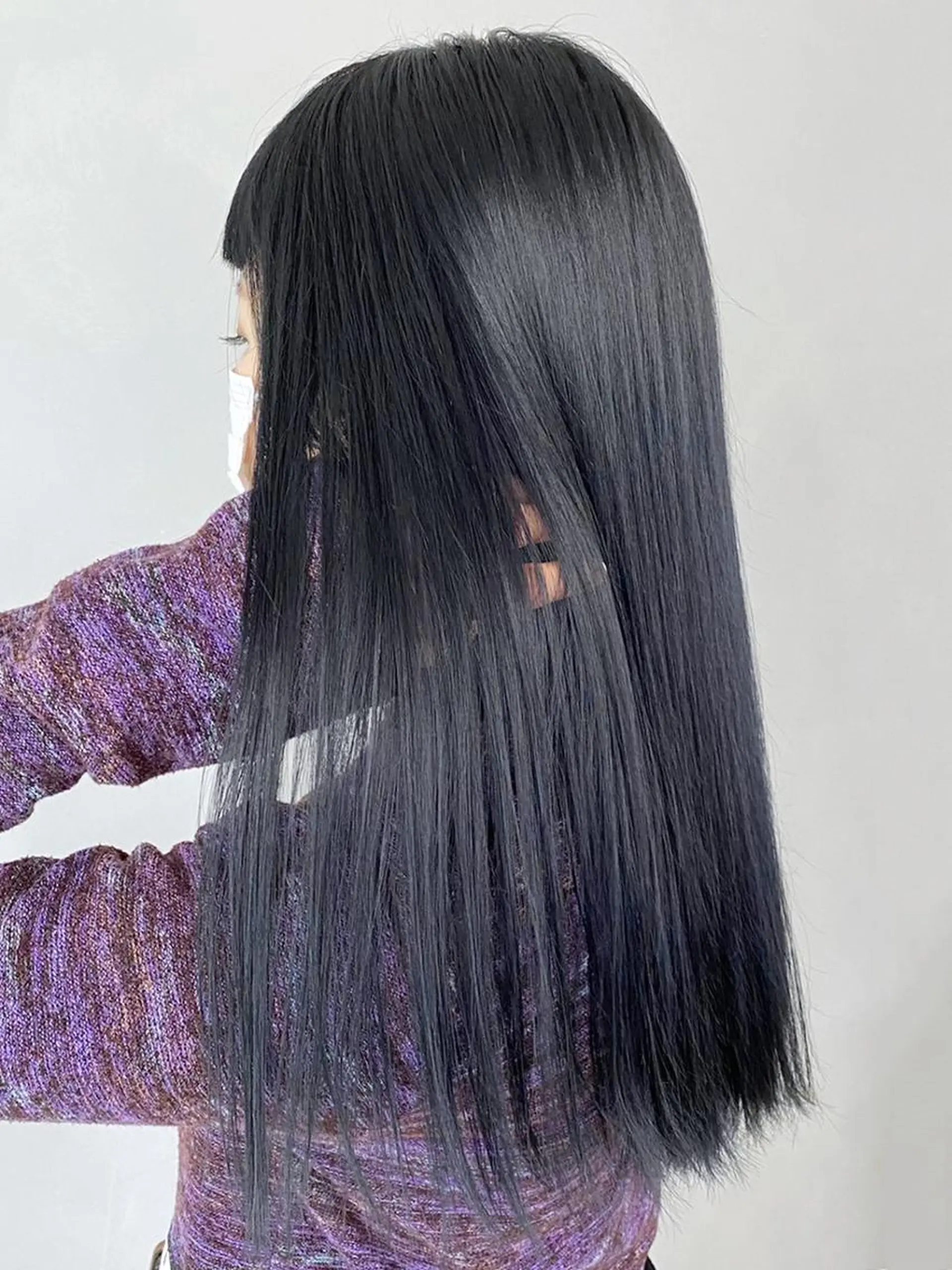 セミロング カラー パーマ ヘアアレンジ アッシュ ブルーカラー ブルーアッシュ ITbyALBUM 中野店のヘアスタイル