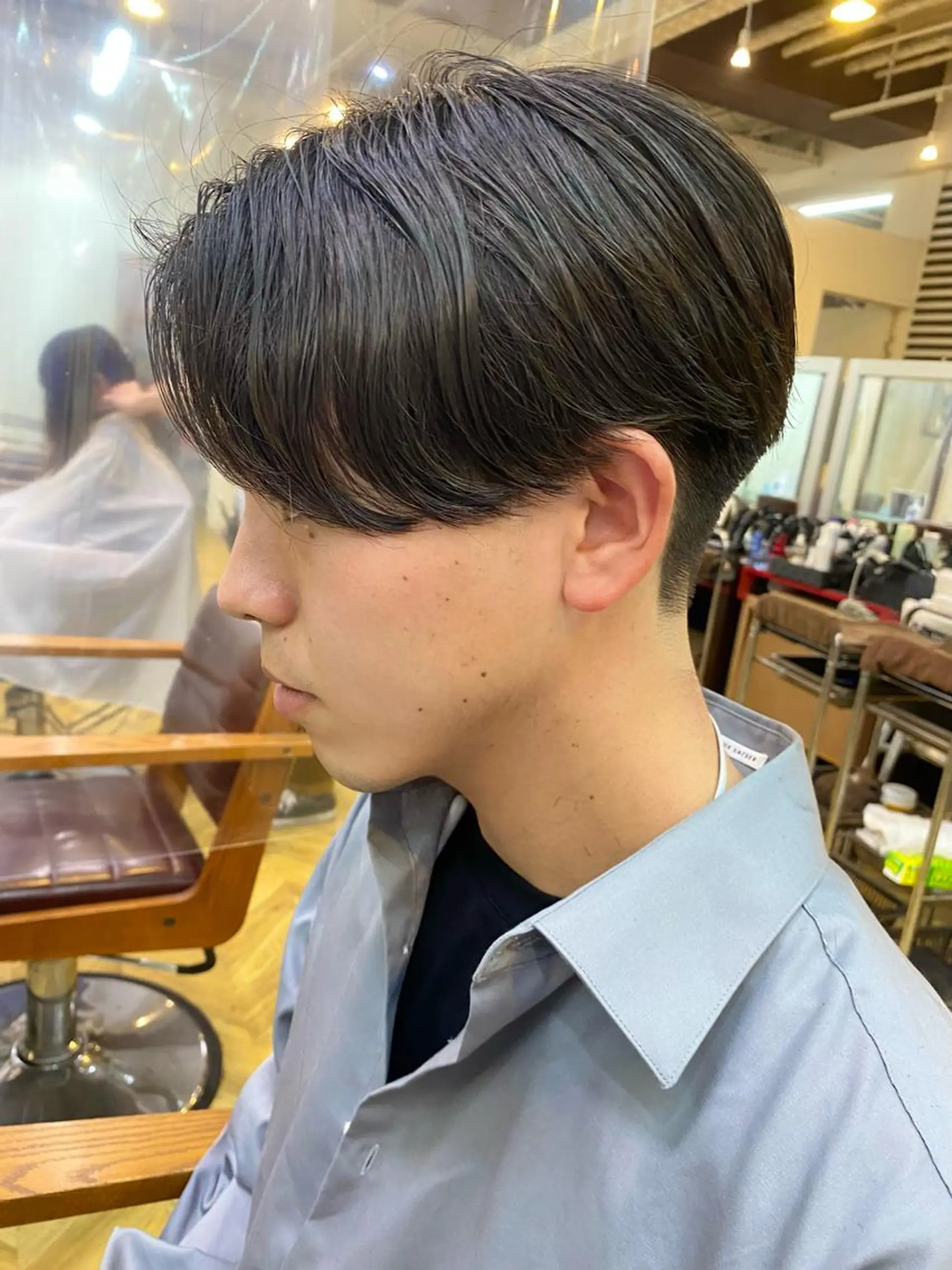 メンズ カット パーマ センターパートの神様 マッシュ 関口 柊太のヘアスタイル