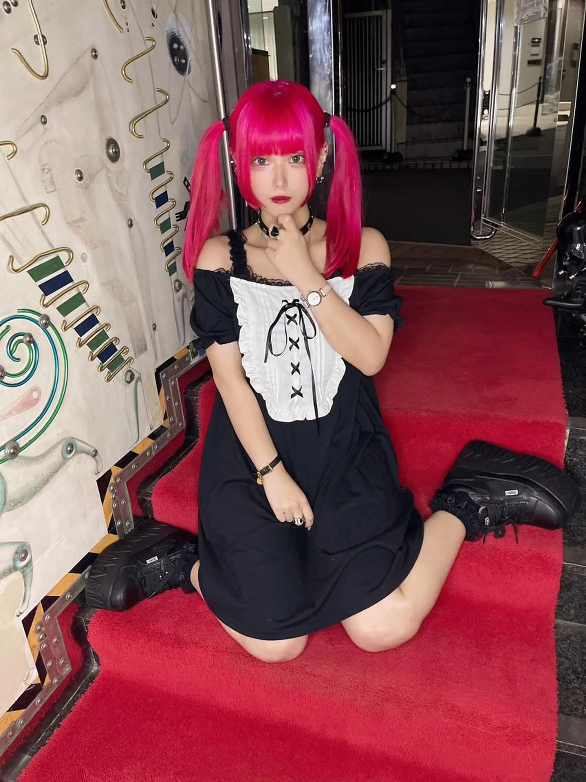 セミロング カラー ヘアアレンジ ブリーチ ピンクカラー haco+所属・🌈派手髪エクステ ブレイズ🌈ひろとのヘアスタイル