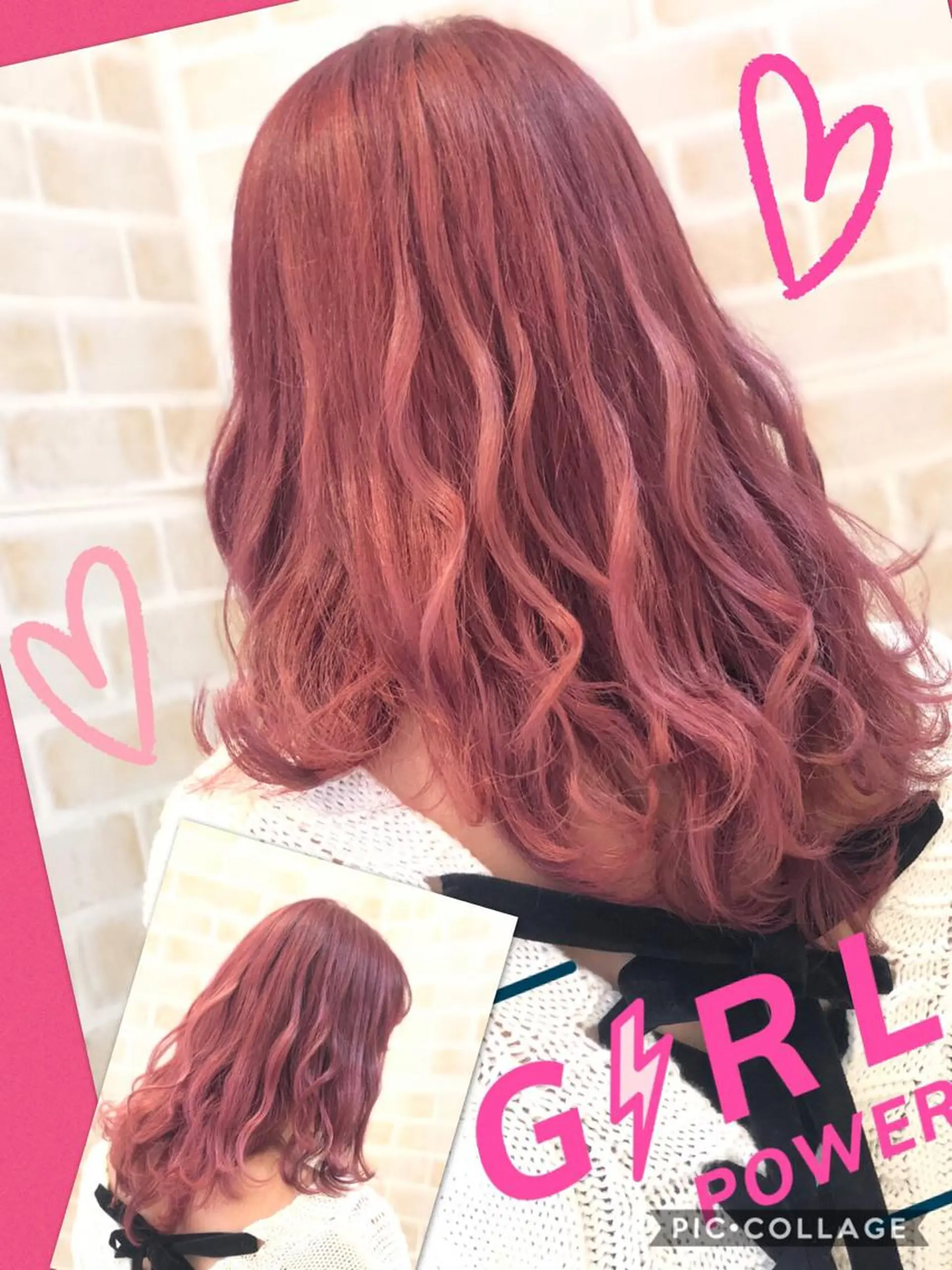 セミロング カラー ブリーチ ケアブリーチ イルミナカラー ピンクカラー 永島 桜のヘアスタイル