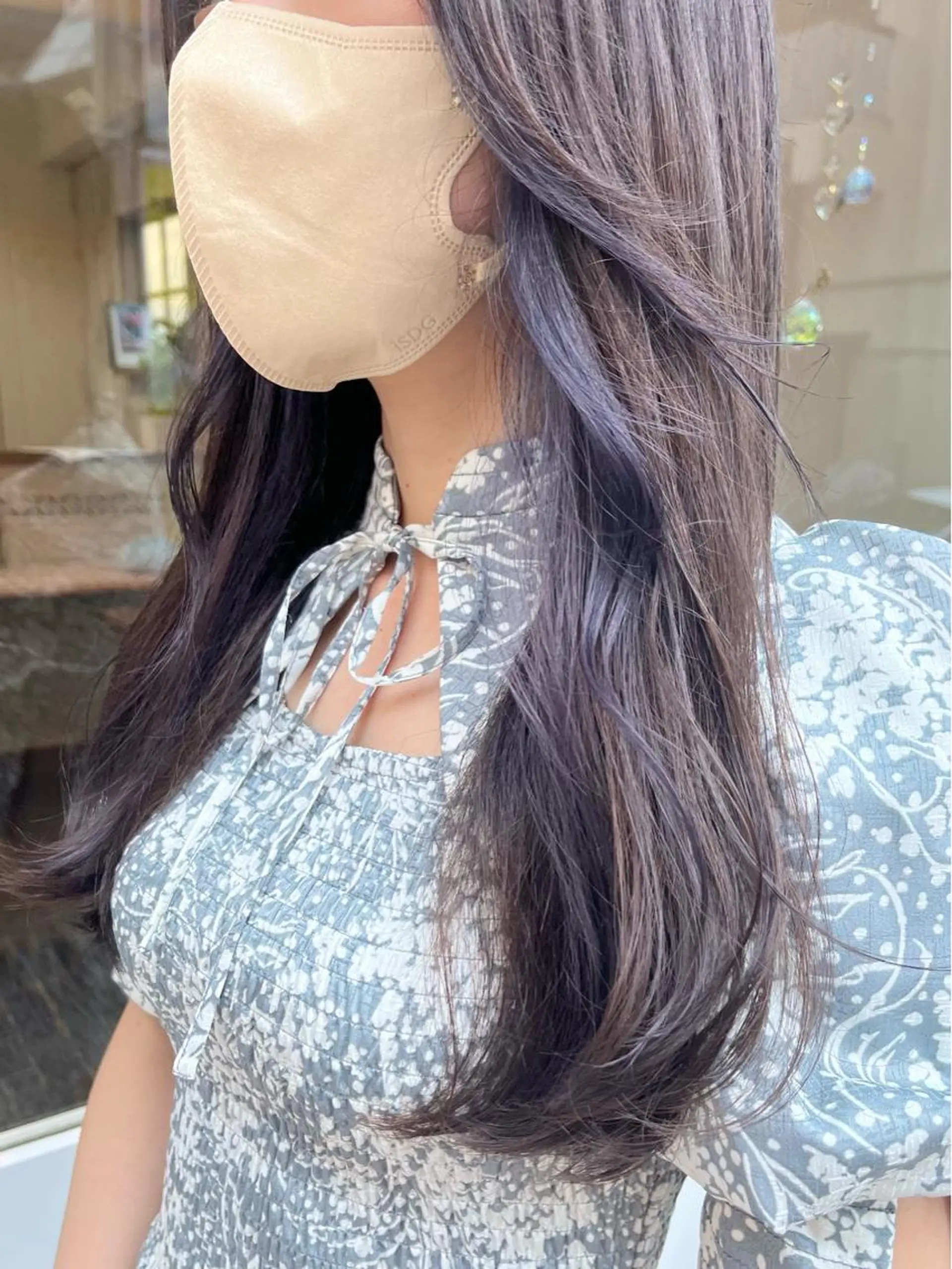 ロング カラー アイブロウ ミストバング  フェイスフレーミング グレージュ ラベンダーカラー 眉カラー 髪質改善カラー☆ ヘアアレンジmiyuのヘアスタイル