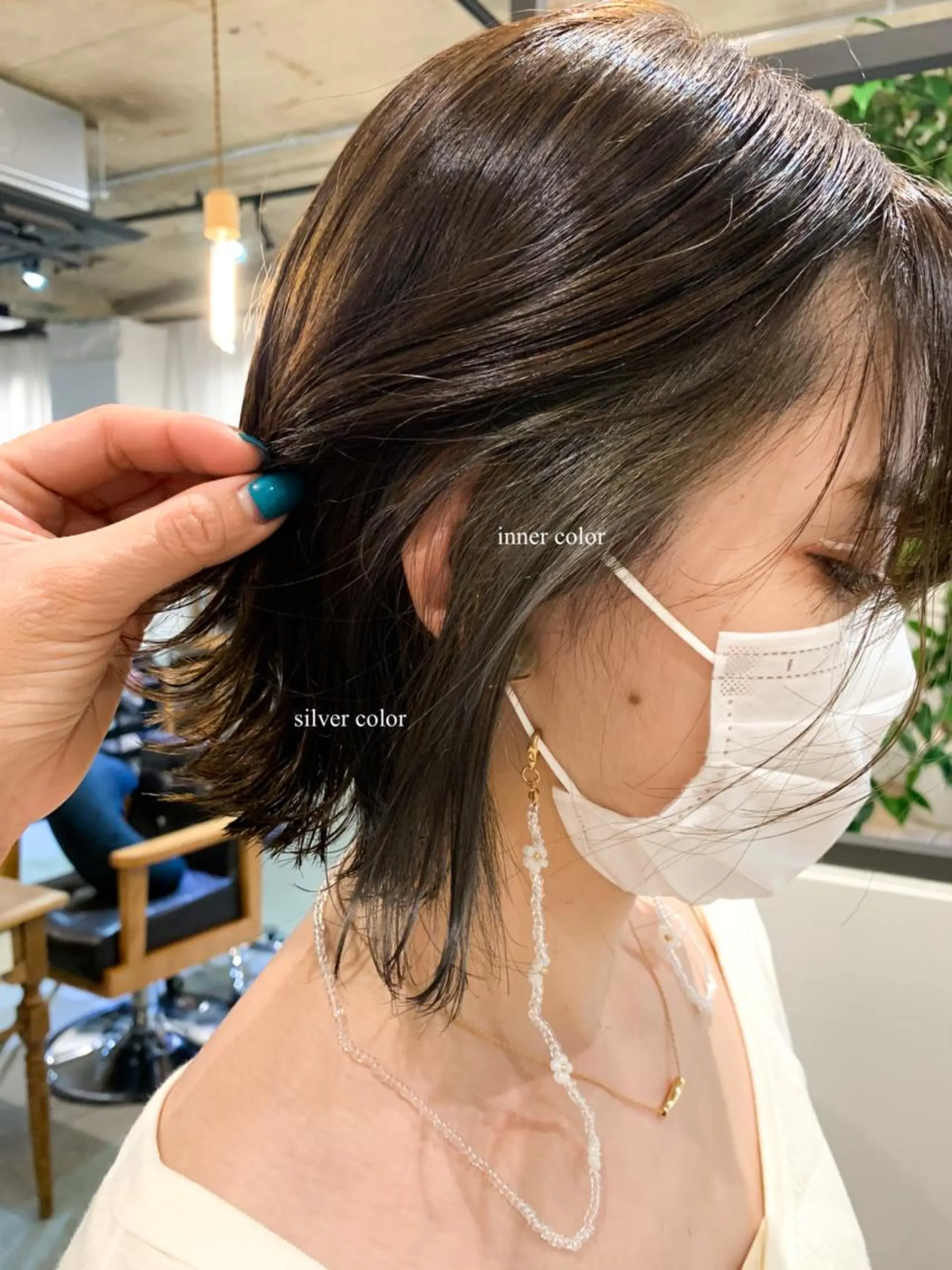ミディアム カラー グレージュ インナーカラー カット ヘアカラー トリートメント ブリーチなしカラー 🌿‬脇黒丸 彩のヘアスタイル