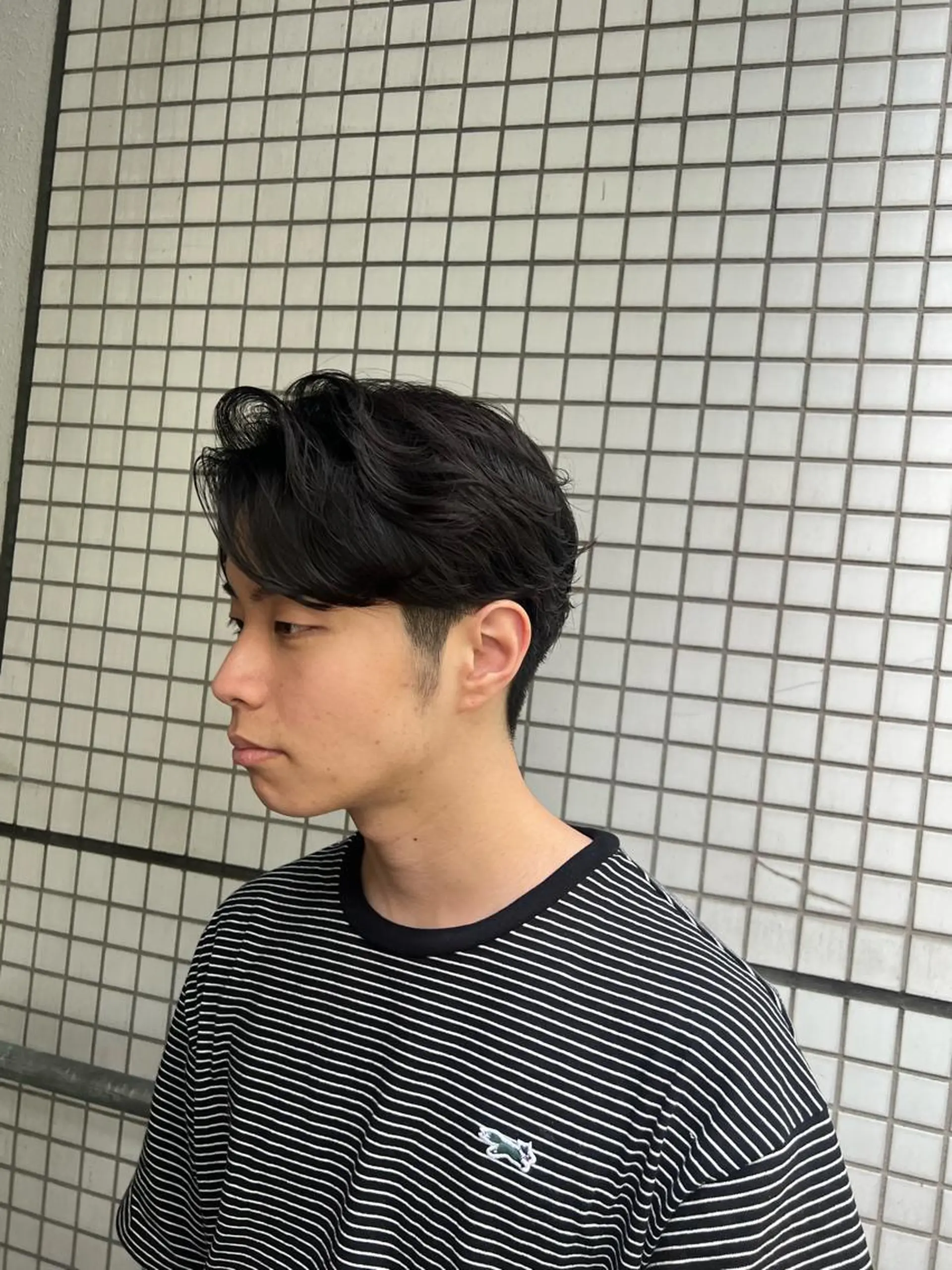 ショート パーマ メンズ センターパート メンズパーマ ニュアンスパーマ カット パーマ 🌞陽向/ダウン/ メンズ/韓国🌞のヘアスタイル