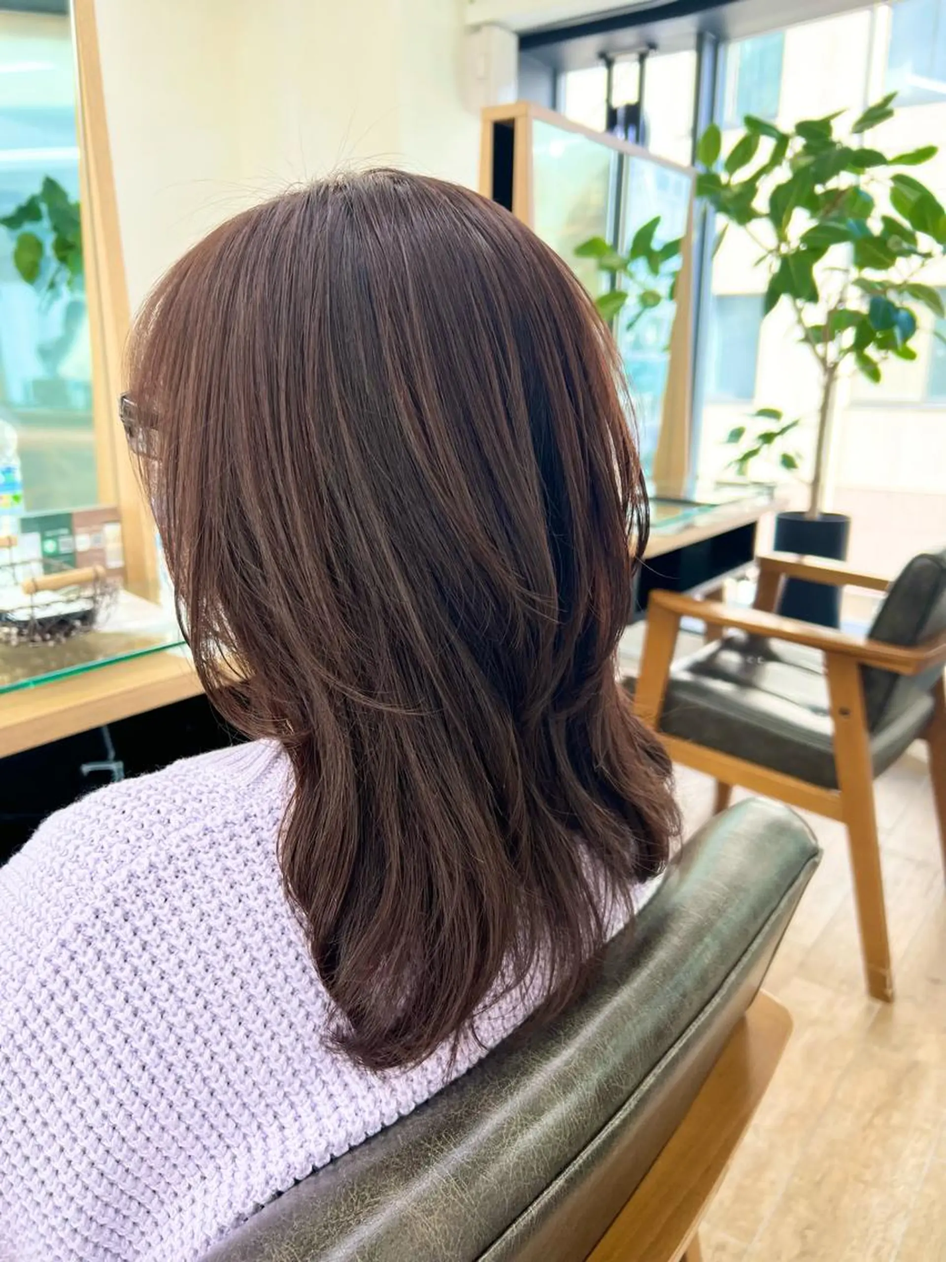 セミロング カラー ブラウンカラー ピンクカラー ピンクブラウン レイヤーカット ウルフカット パーマ/ウルフ/ 💙鶴岡　愛💙のヘアスタイル