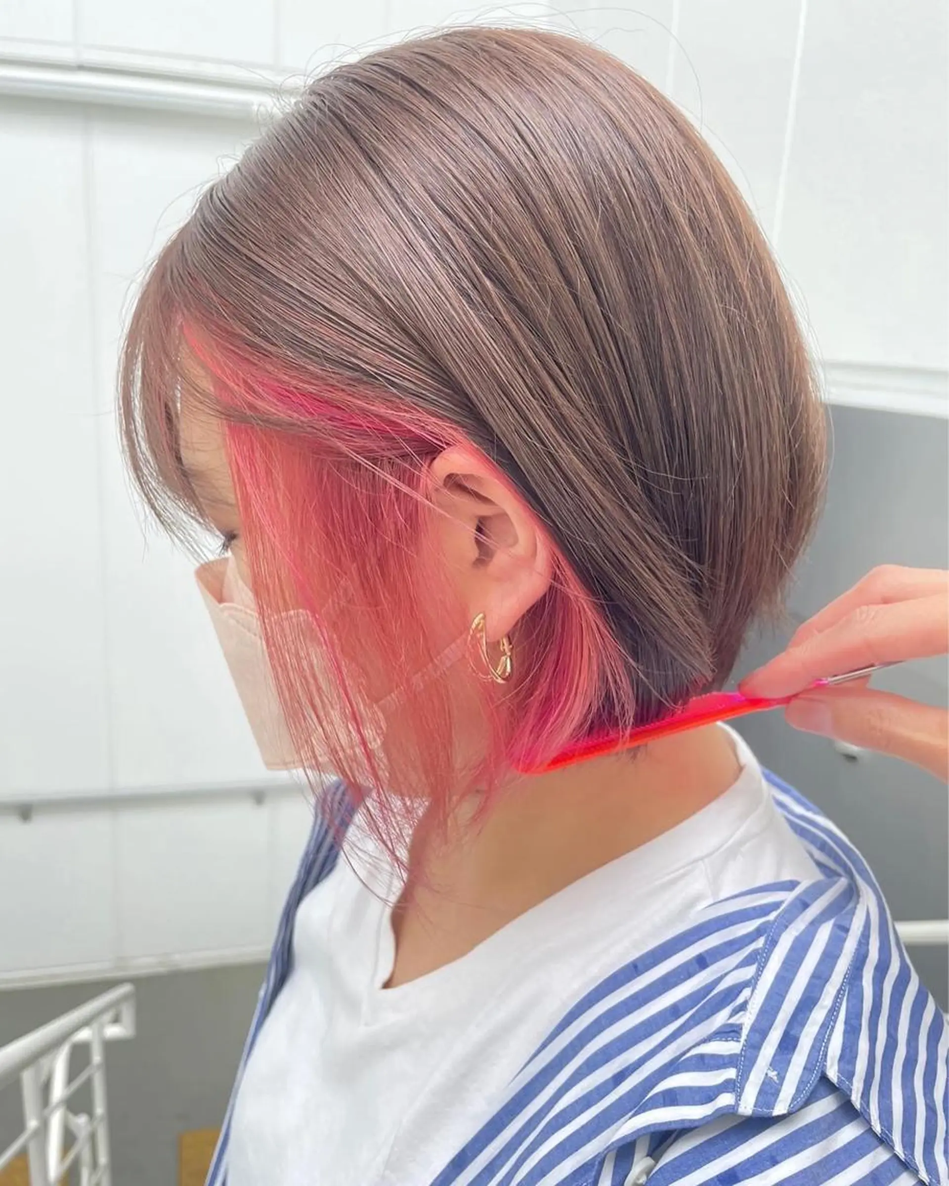 ショート ボブ デート ハイライト 髪質改善 韓国風ヘア カット ヘアカラー トリートメント 【20代ダメージ毛に 髪質改善】のヘアスタイル
