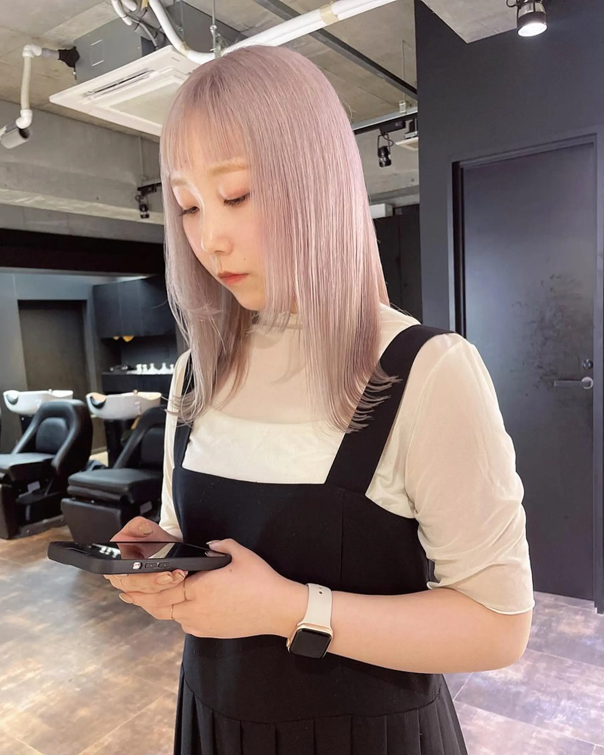 セミロング カラー ピンクカラー ホワイトピンク ヘアカラー 心斎橋/ブリーチ minamiのヘアスタイル