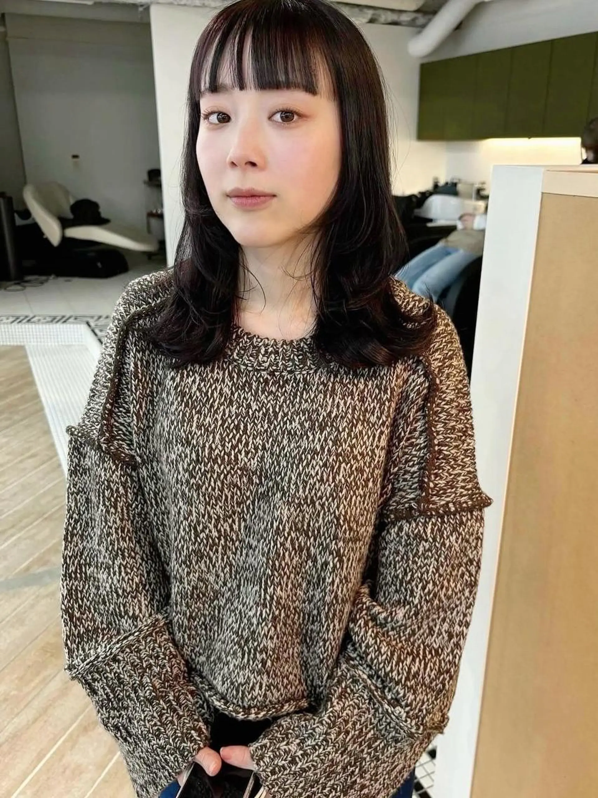 ミディアム カット ヘアカラー トリートメント ミルクティーベージュ 新潟万代/MANA♡のヘアスタイル